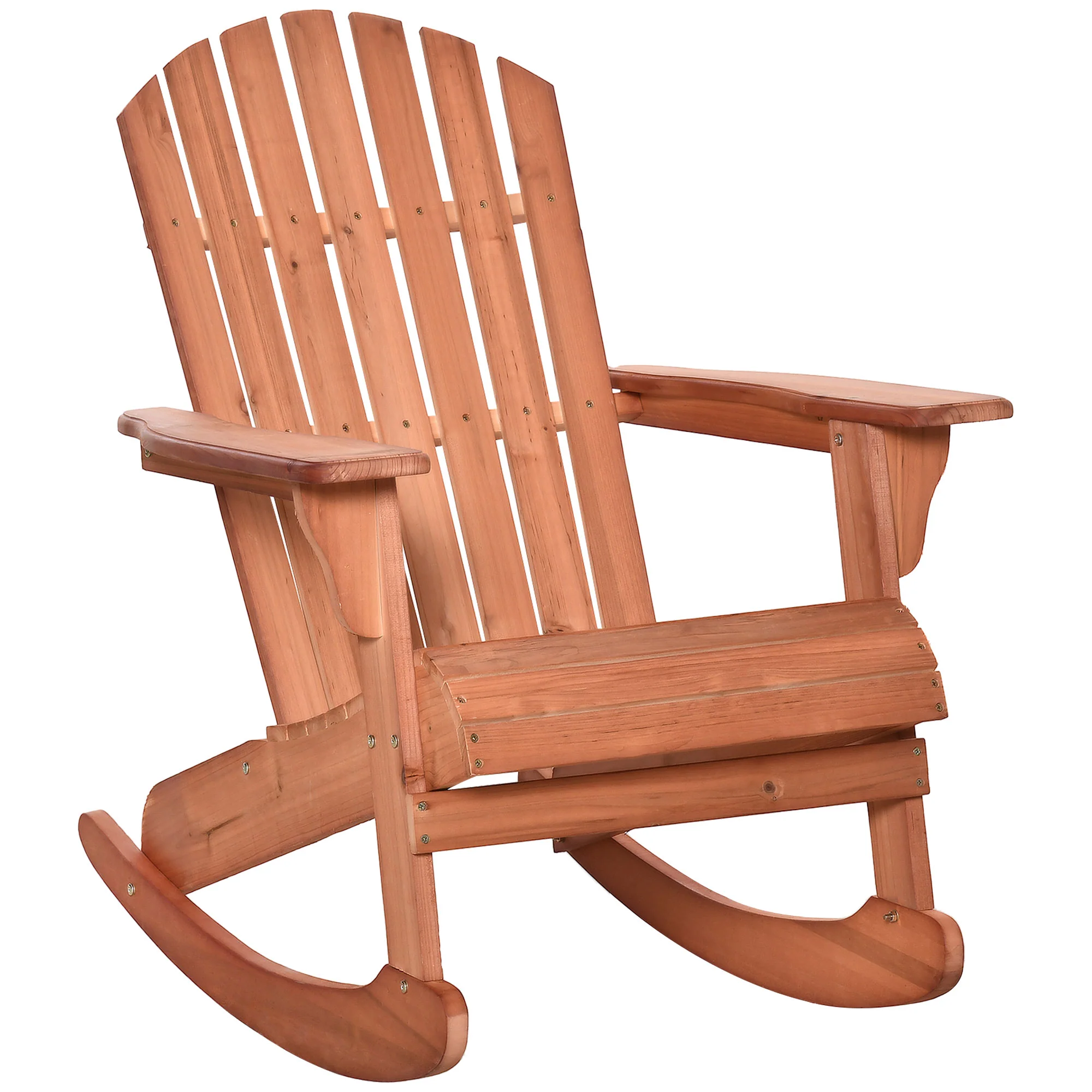 Outsunny Silla De Jardín Mecedora Adirondack De Madera Natural 77x94x97cm Color