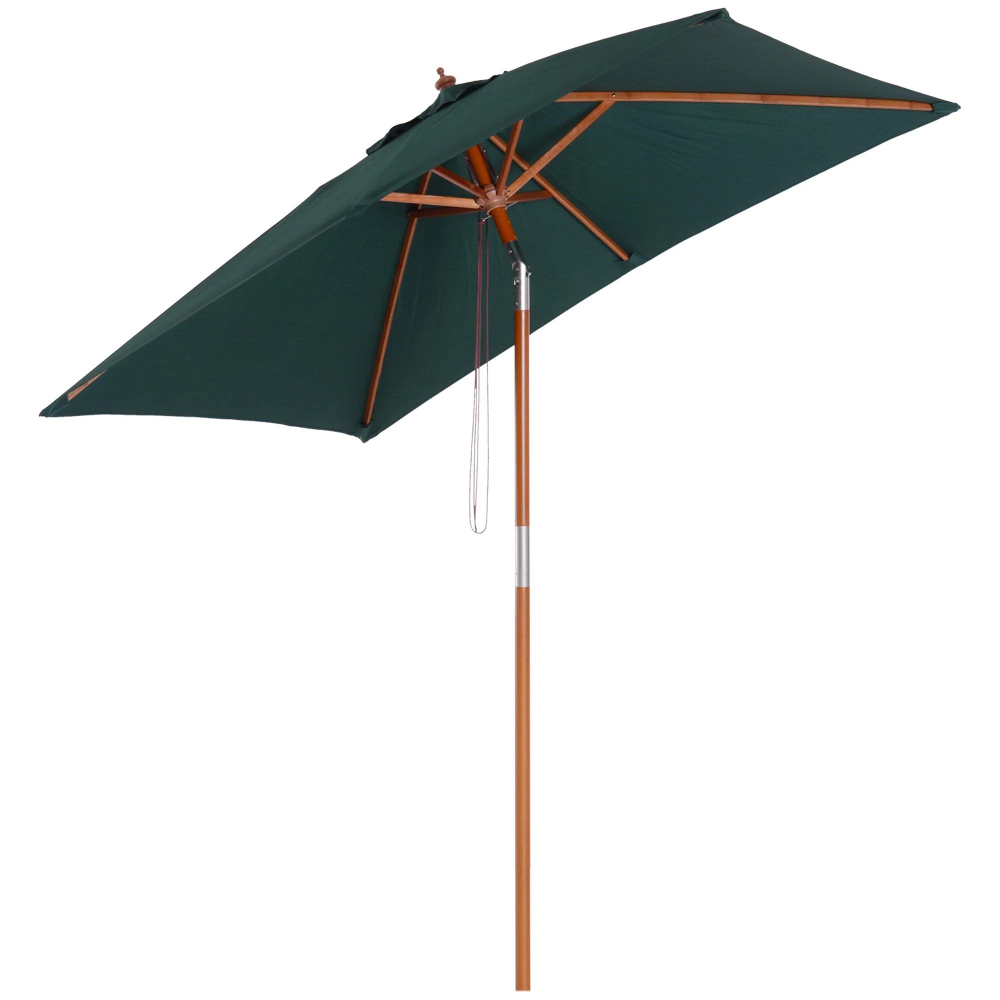 Outsunny Sombrilla De Jardín 200x150x235 Cm Inclinable Con Doble Techo Verde