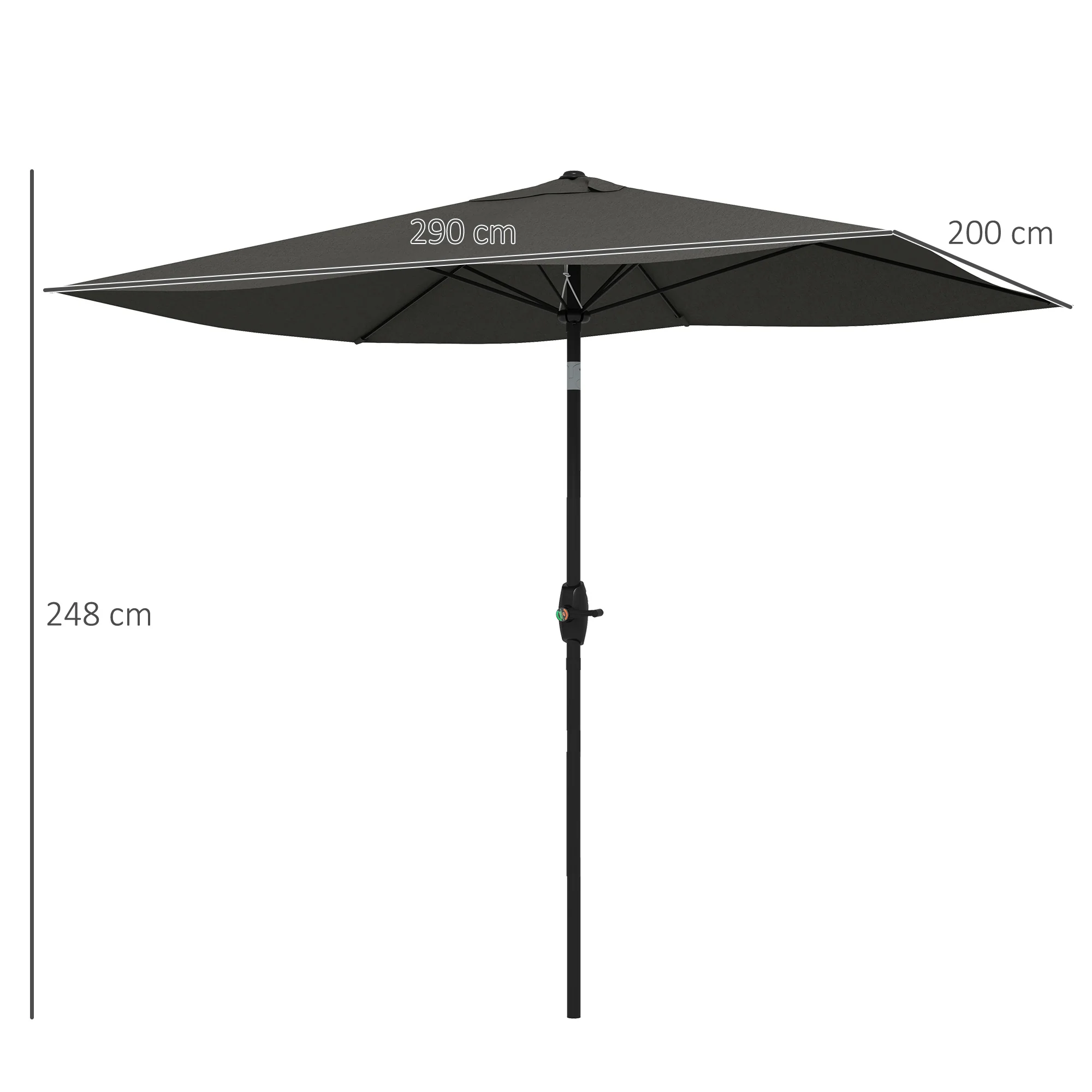 Outsunny Sombrilla De Jardín 205x290x248 Cm Ángulo Ajustable Gris Oscuro - Image 3