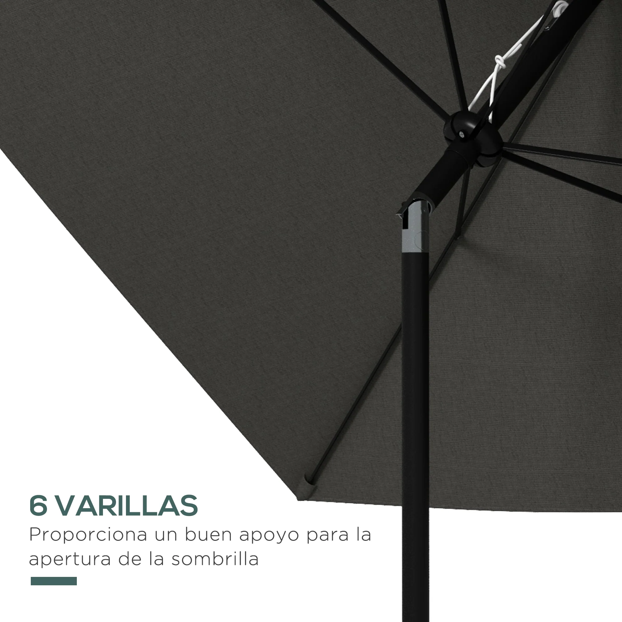 Outsunny Sombrilla De Jardín 205x290x248 Cm Ángulo Ajustable Gris Oscuro - Image 6