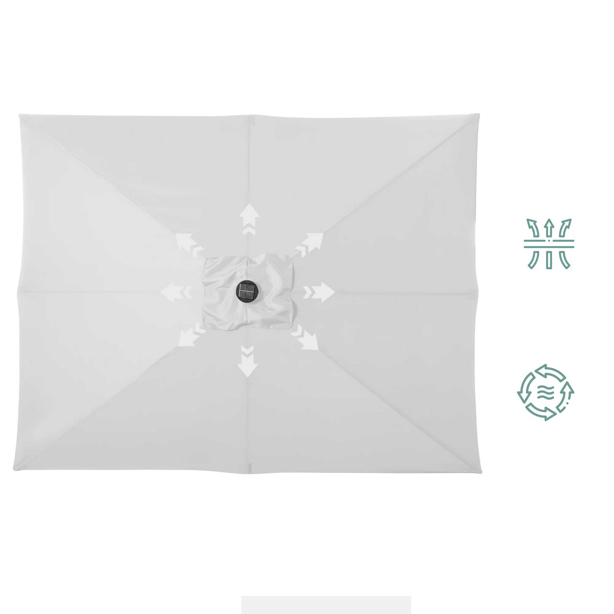 Outsunny Sombrilla De Jardín 268x205x248 Cm Con Techo Inclinable Luces Led Crema - Image 4
