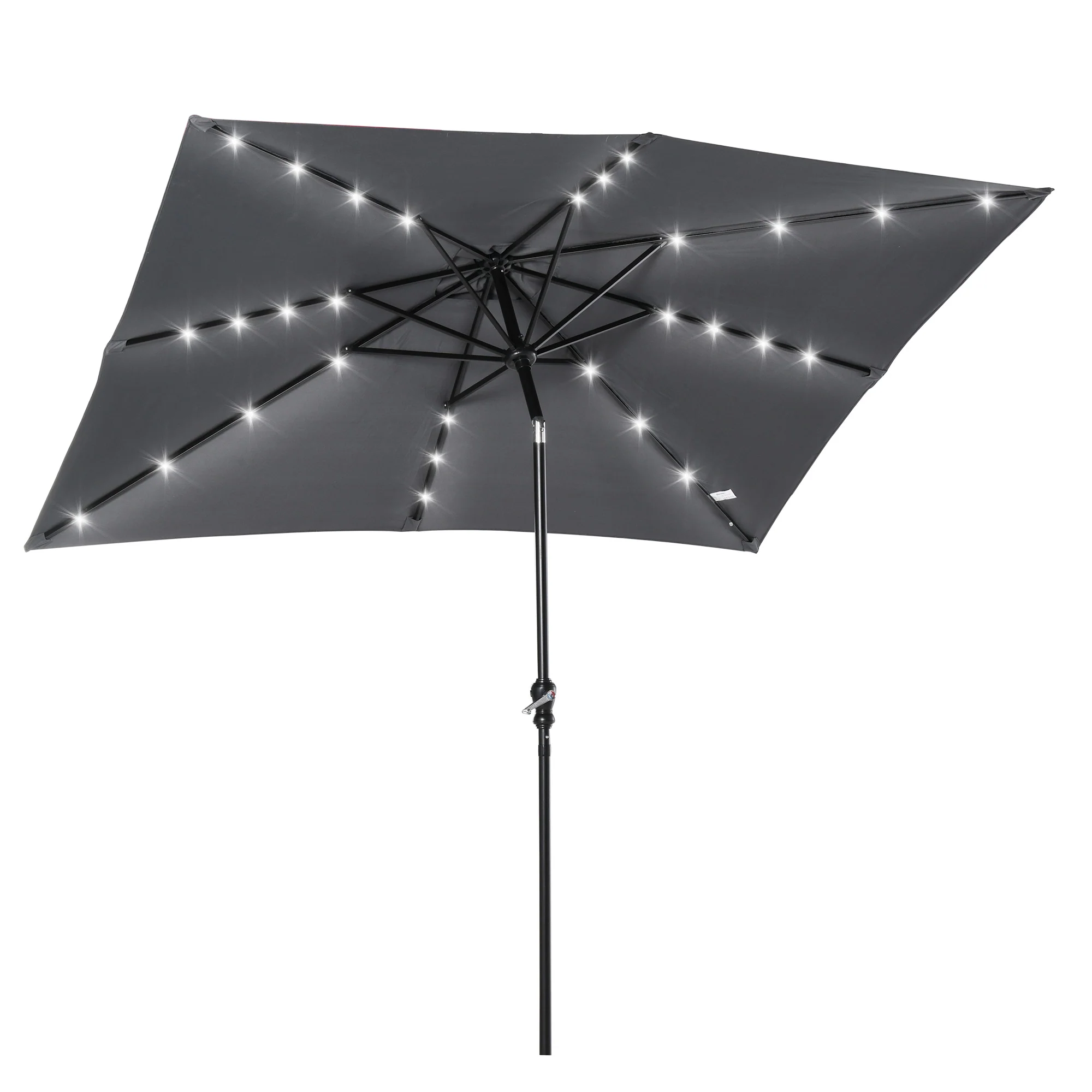 Outsunny Sombrilla De Jardín 2,7x2x2,5 M Con Techo Inclinable Luces Led Gris