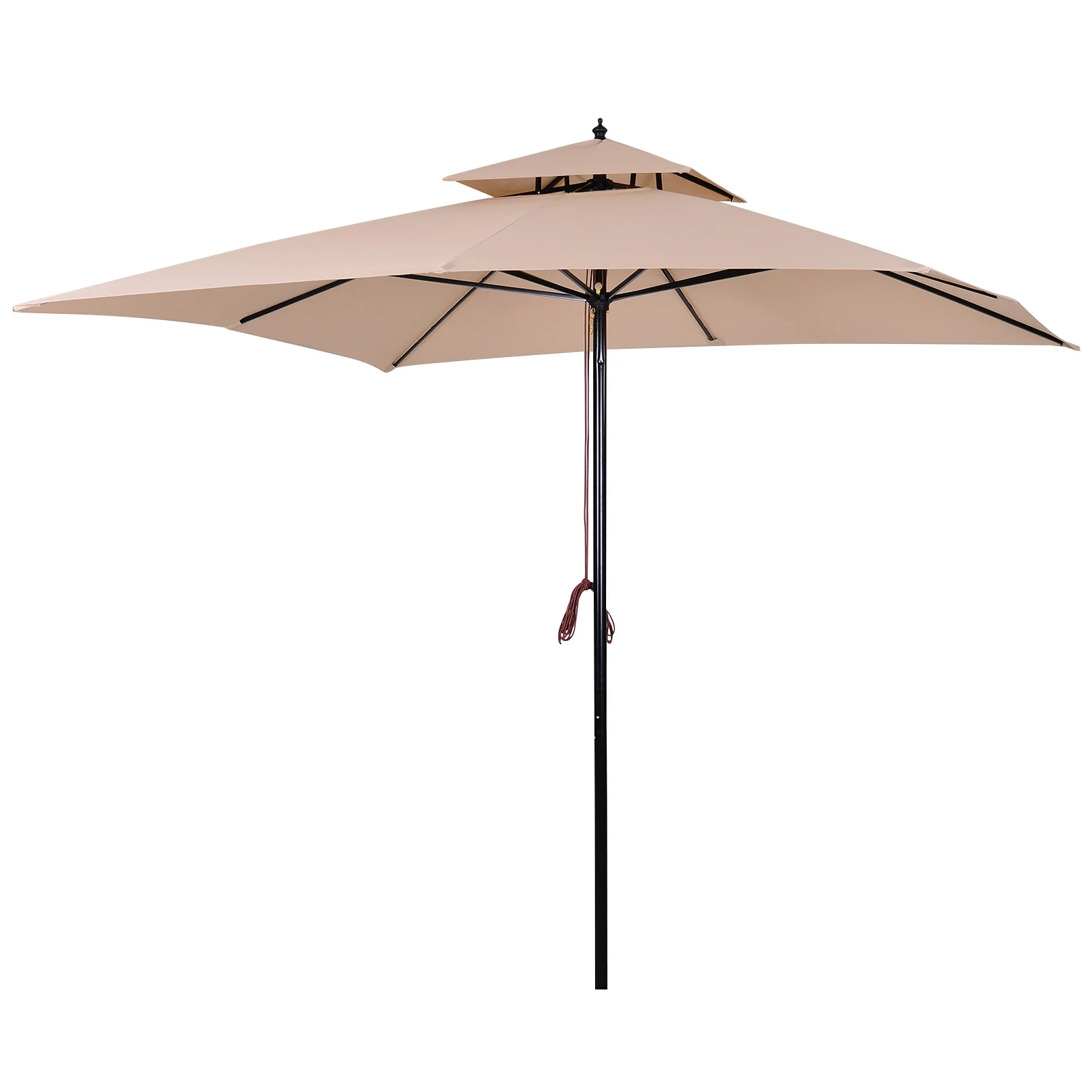 Outsunny Sombrilla De Jardín 3x3x3 M Con Doble Techo Impermeable Beige