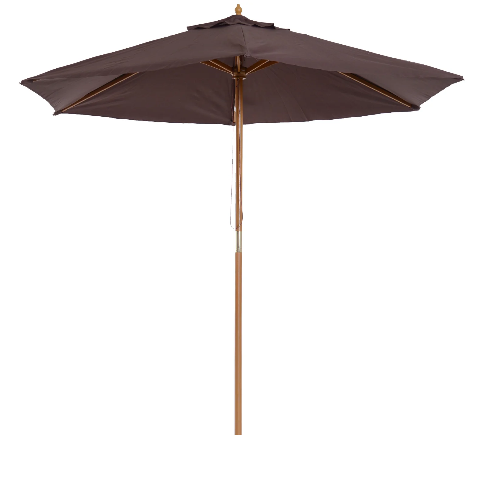 Outsunny Sombrilla De Jardín Con 6 Varillas De Bambú Y Poste Desmontable Ø2,5 M