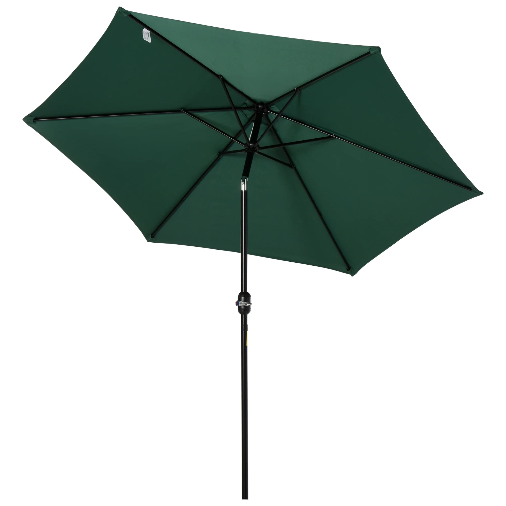 Outsunny Sombrilla De Jardín Ø260x235cm Reclinable Con Manivela 6 Varillas Verde