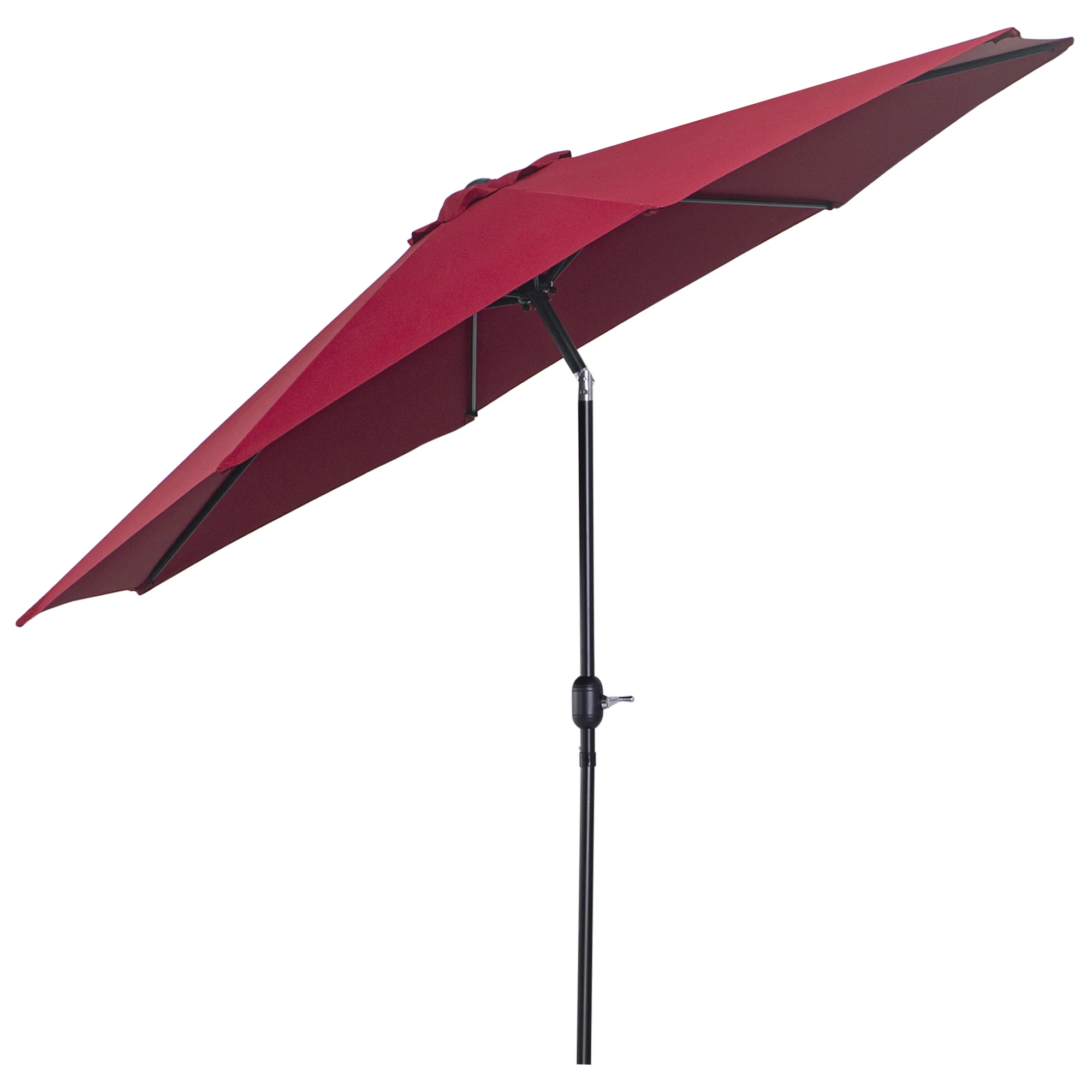 Outsunny Sombrilla De Jardín Ø295x250 Cm Con Manivela E Inclinación Vino Tinto