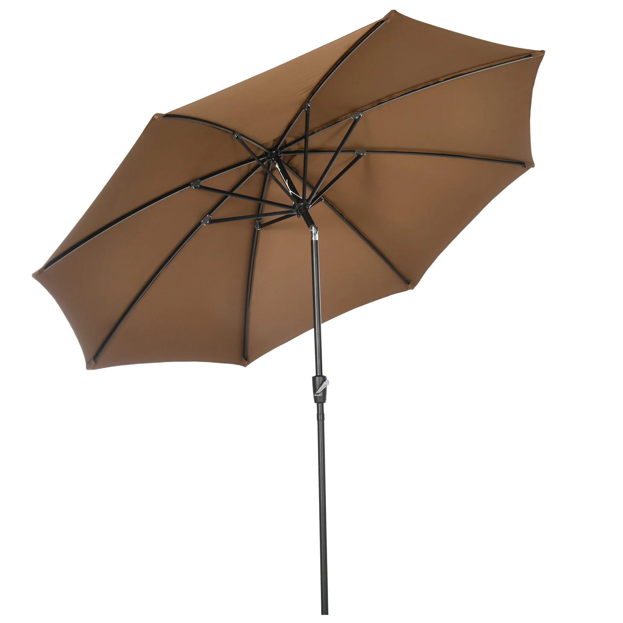 Outsunny Sombrilla De Jardín Ø300x252 Cm Con Manivela Techo Inclinable Marrón