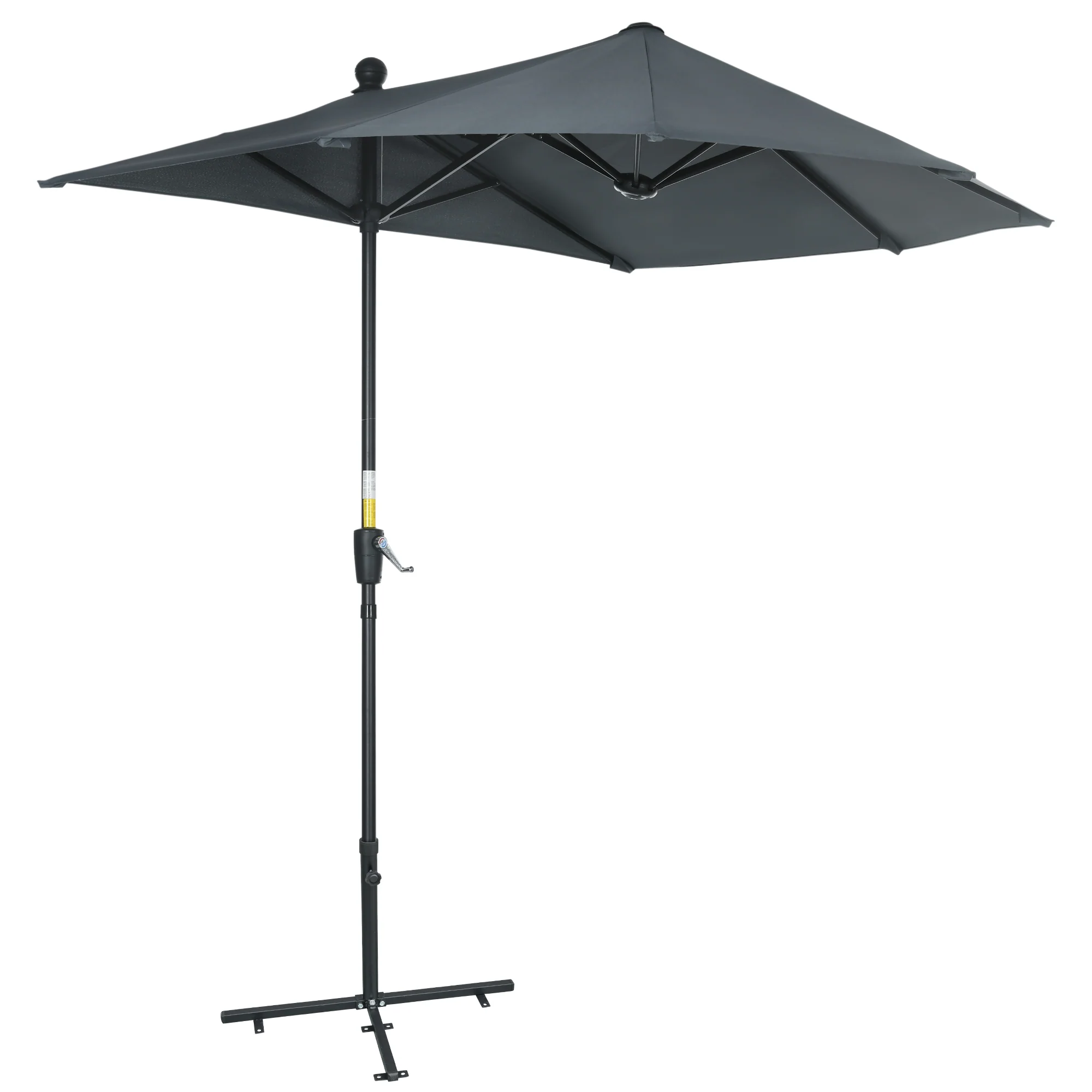 Outsunny Sombrilla De Pared Jardín 200x190x240cm Con Manivela Para Terraza Gris