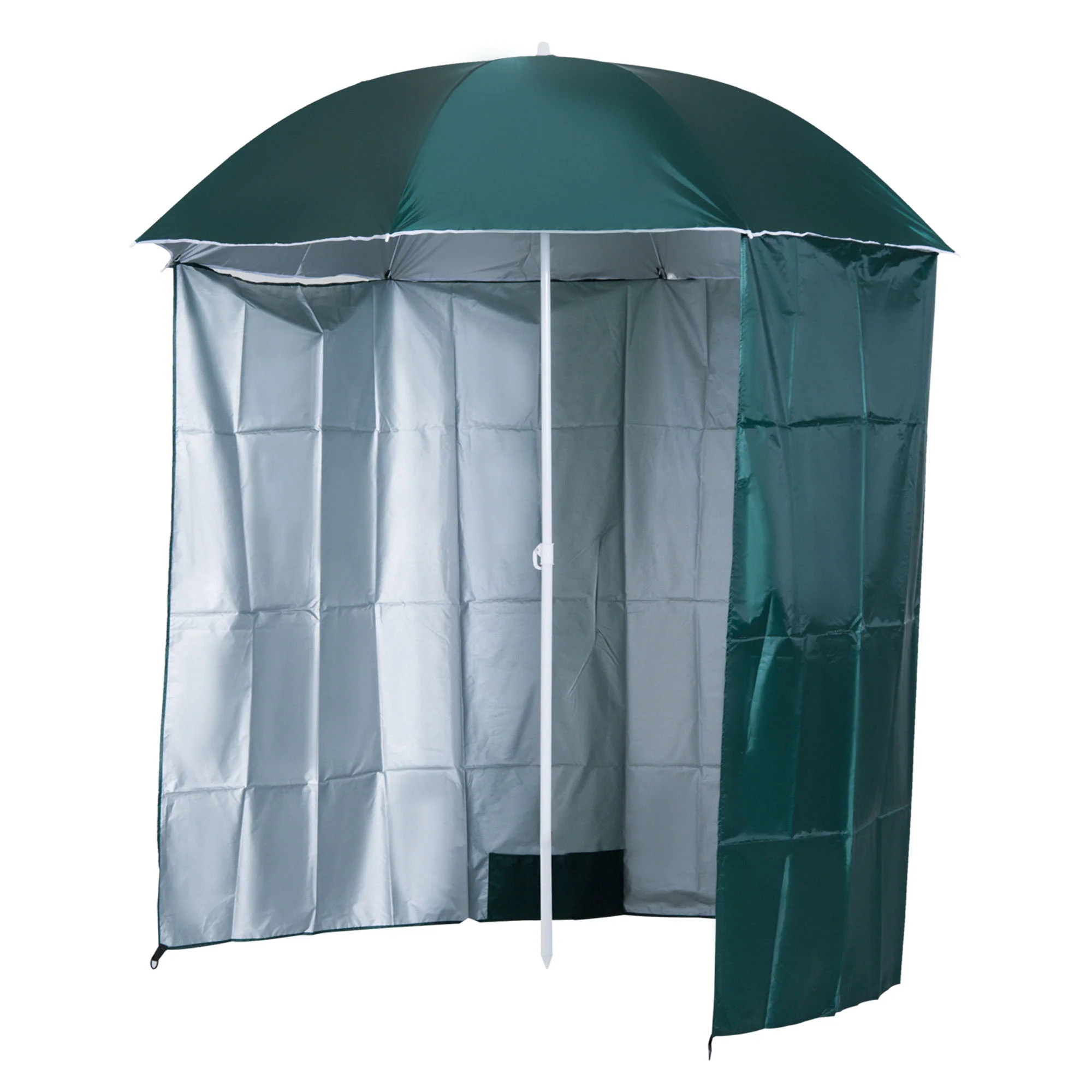 Outsunny Sombrilla De Playa Con Panel Lateral Apertura Manual Ø220x220 Cm Verde