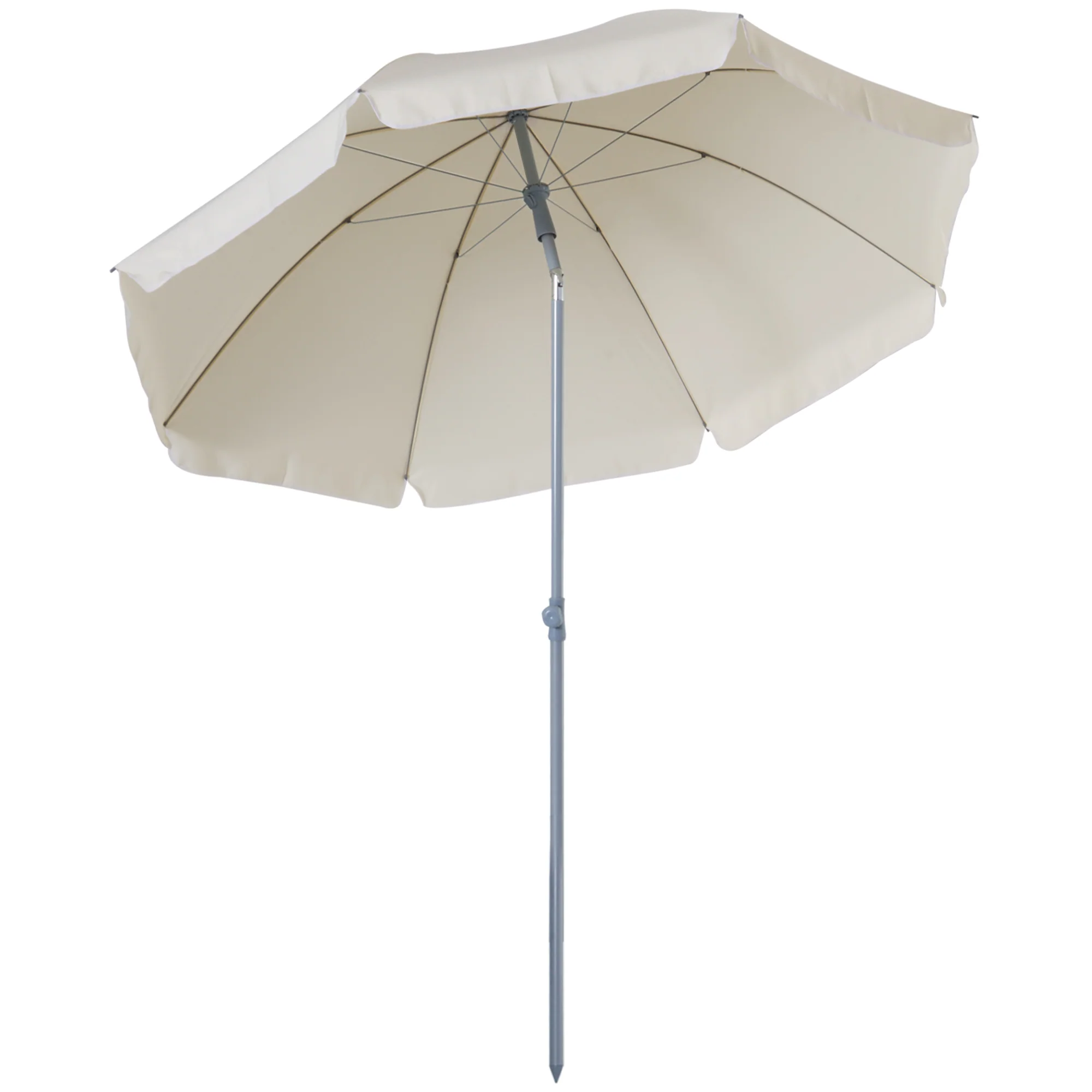 Outsunny Sombrilla De Playa Diámetro Ø202 Cm Con Techo Inclinable Poste