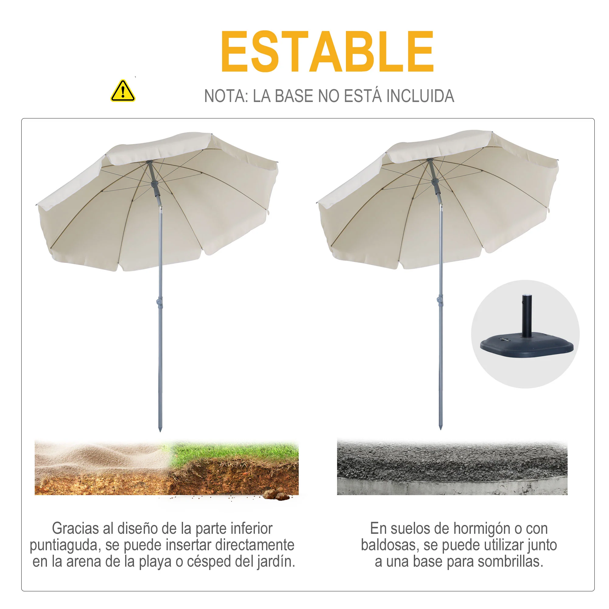 Outsunny Sombrilla De Playa Diámetro Ø202 Cm Con Techo Inclinable Poste - Image 6