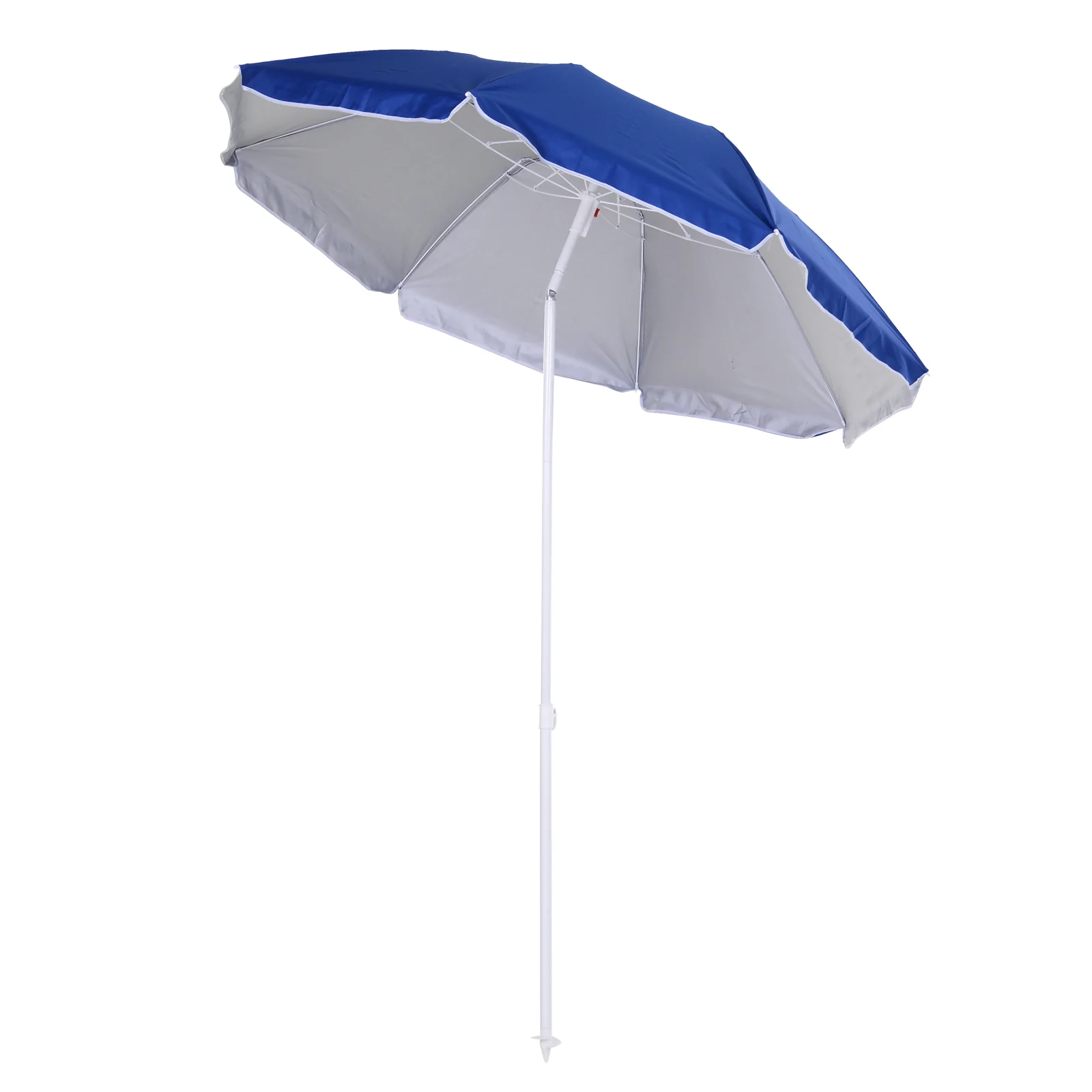 Outsunny Sombrilla De Playa Grande Ø160 Cm Protección Uv Impermeable Azul