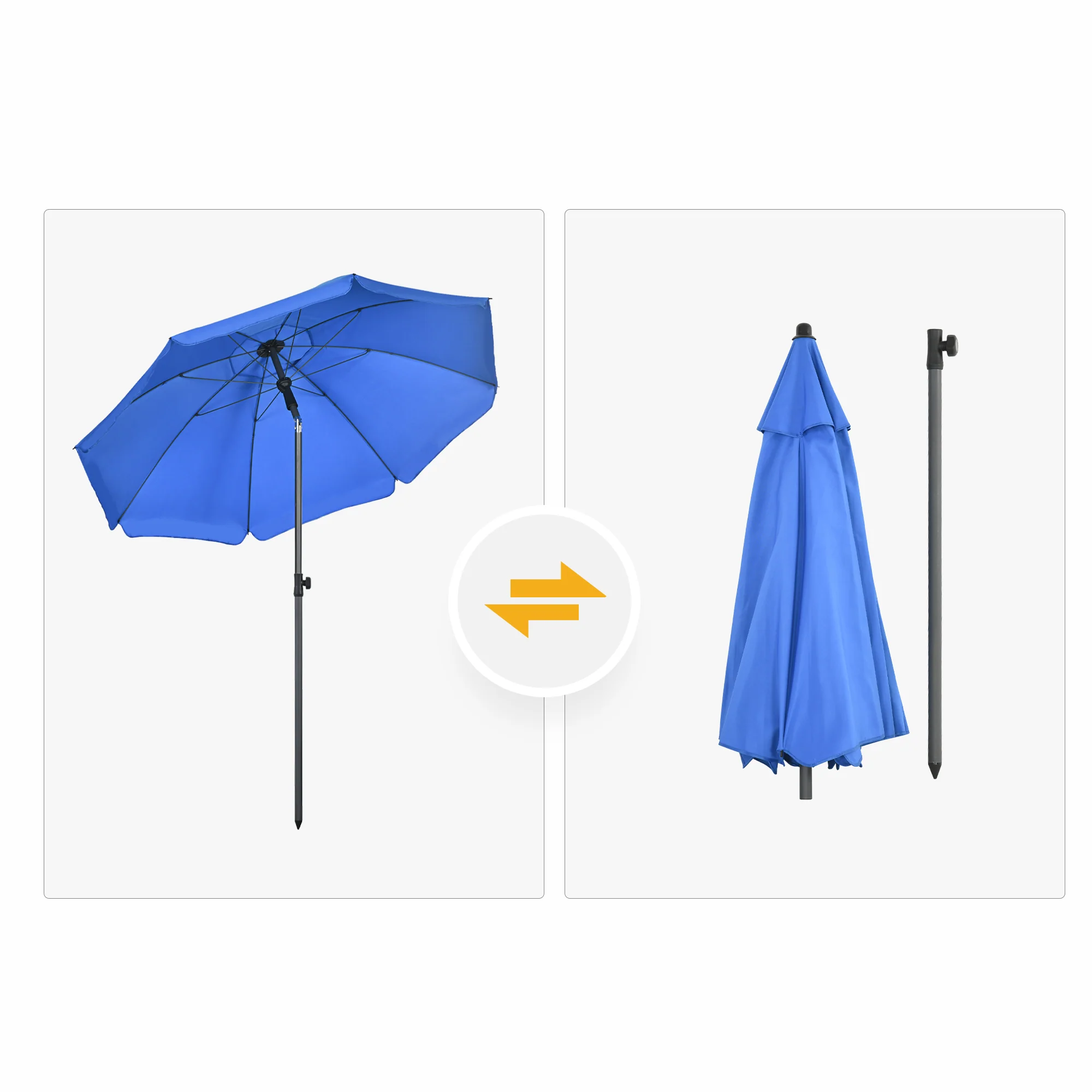 Outsunny Sombrilla De Playa Grande Ø180 Cm Con Ángulo Ajustable Azul - Image 4