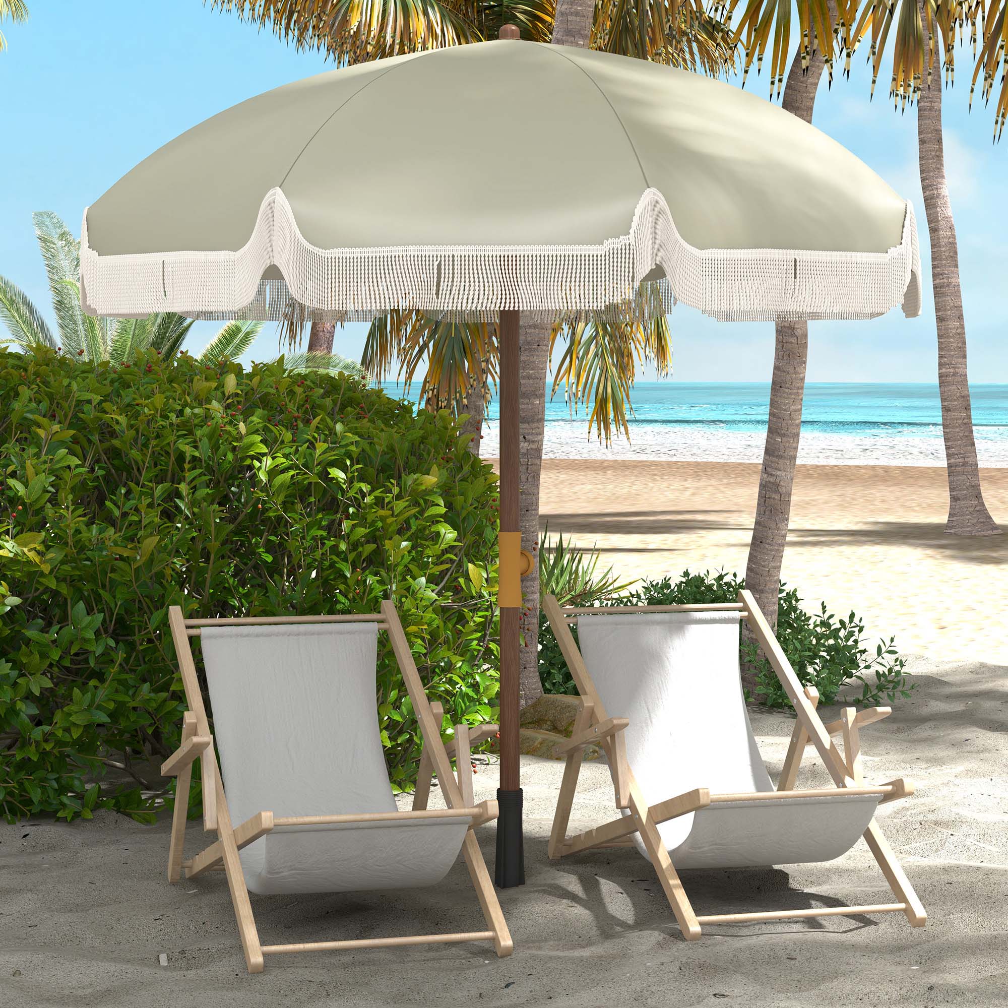 Outsunny Sombrilla De Playa Grande Ø190x210 Cm Con Protección Uv40+ Verde - Image 2