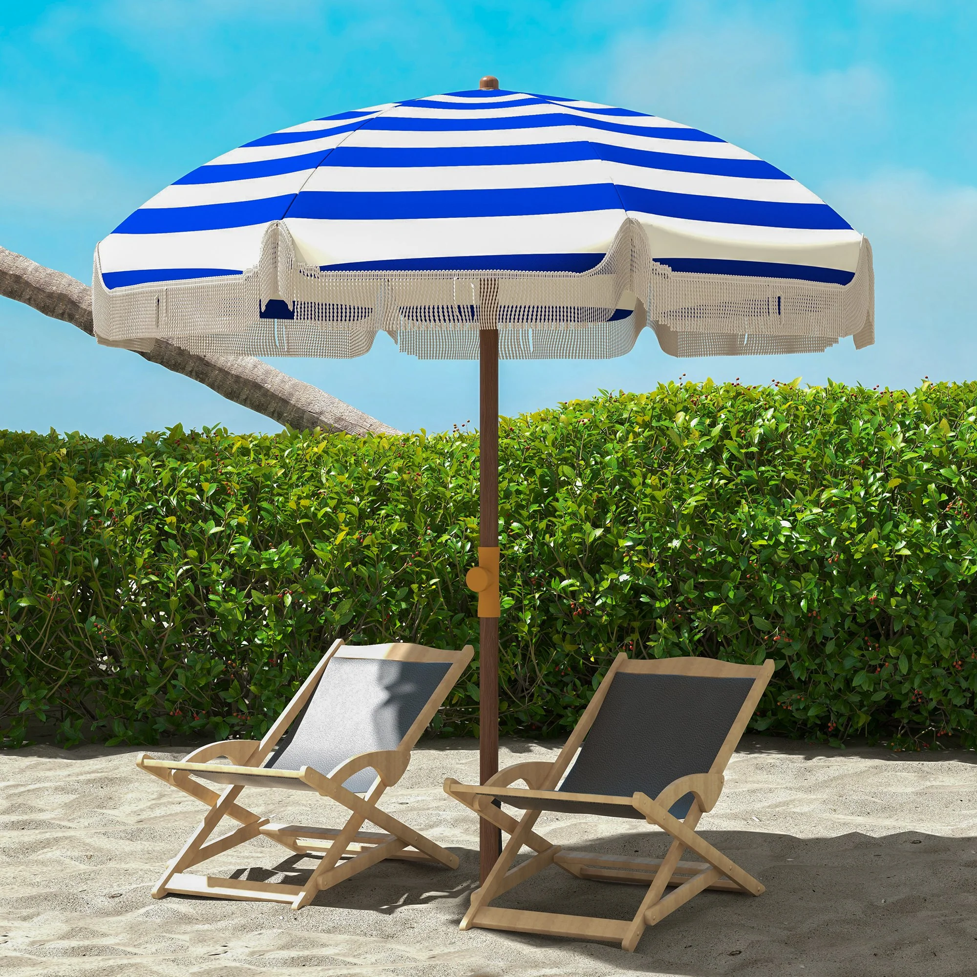 Outsunny Sombrilla De Playa Grande Ø190x210 Cm Protección Uv40+ Azul Y Blanco - Image 2
