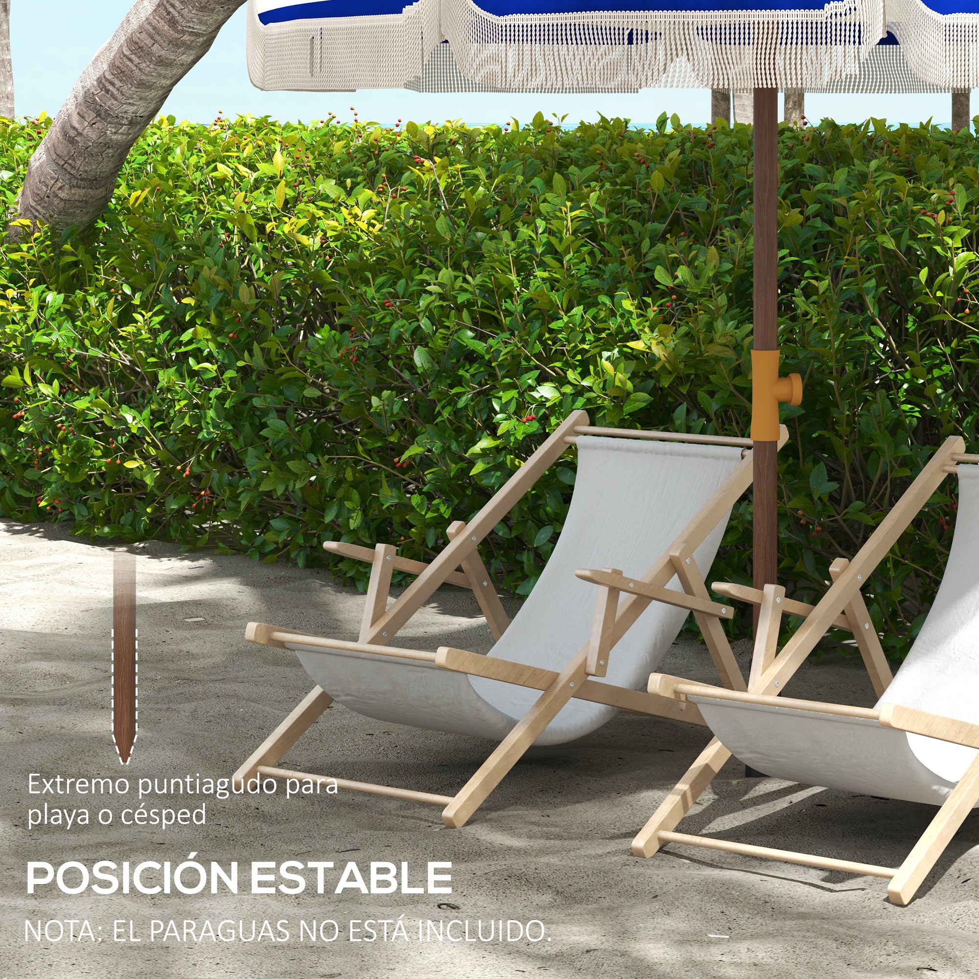 Outsunny Sombrilla De Playa Grande Ø190x210 Cm Protección Uv40+ Azul Y Blanco - Image 6