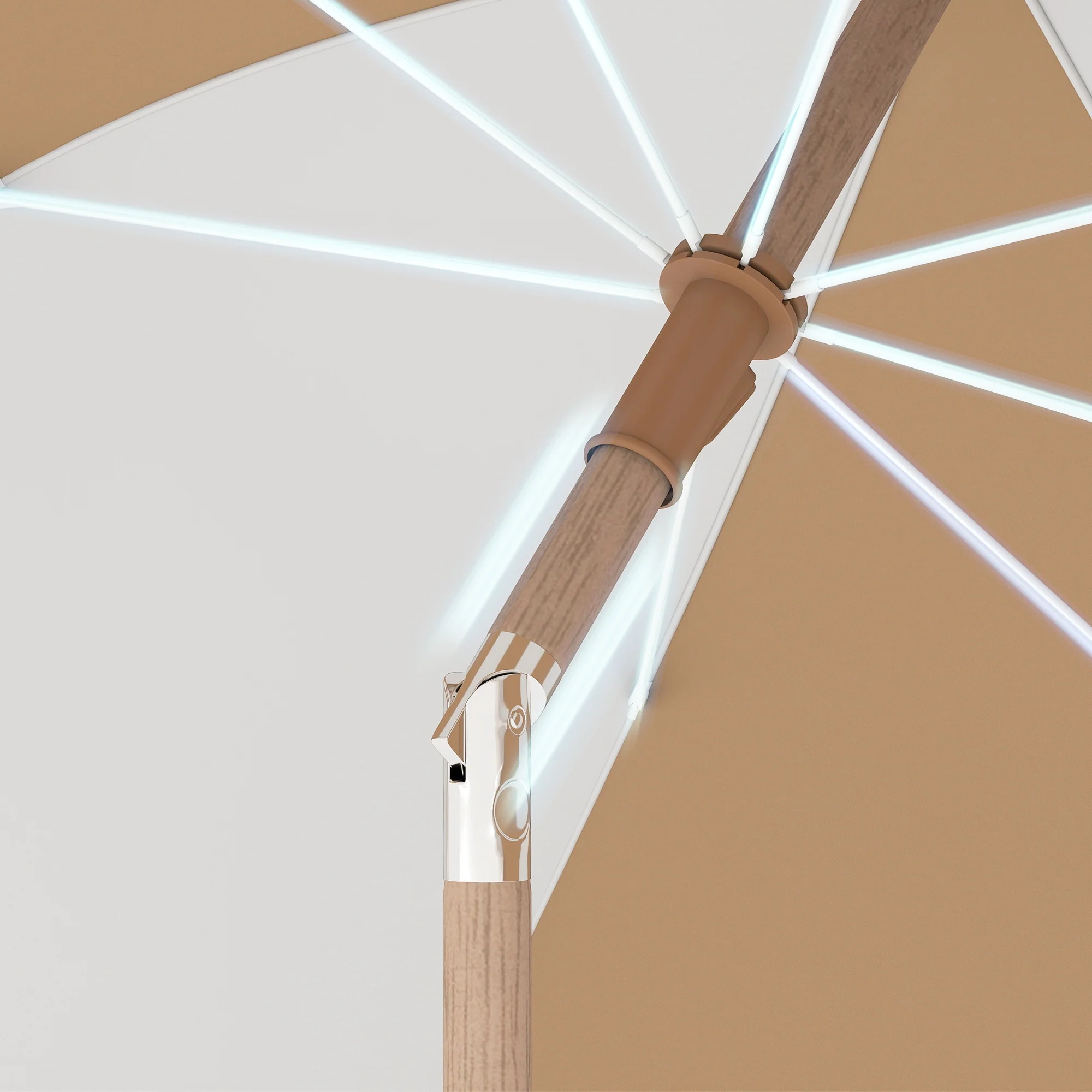 Outsunny Sombrilla De Playa Ø175 Cm Altura Ajustable Inclinación Blanco Y Beige - Image 4
