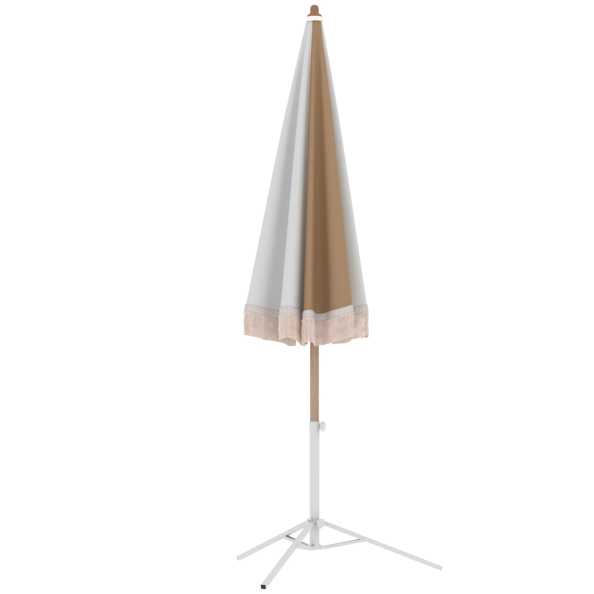 Outsunny Sombrilla De Playa Ø175 Cm Altura Ajustable Inclinación Blanco Y Beige - Image 5