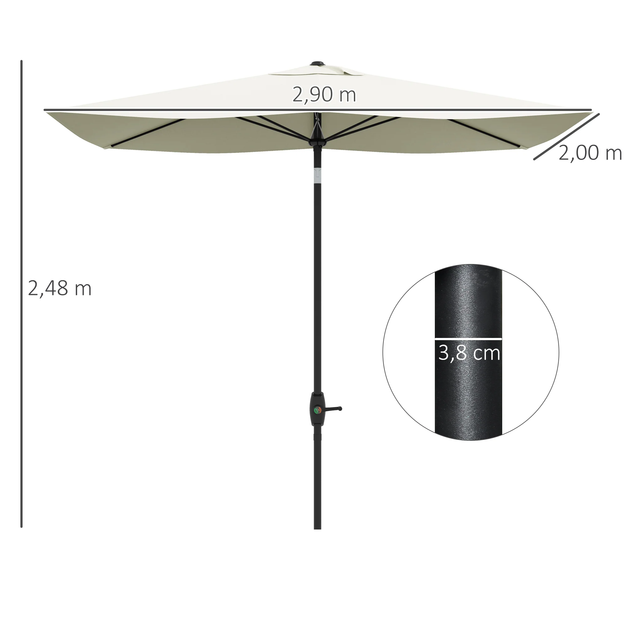 Outsunny Sombrilla De Terraza Exterior 3x2 M Con Ángulo Ajustable Beige - Image 3