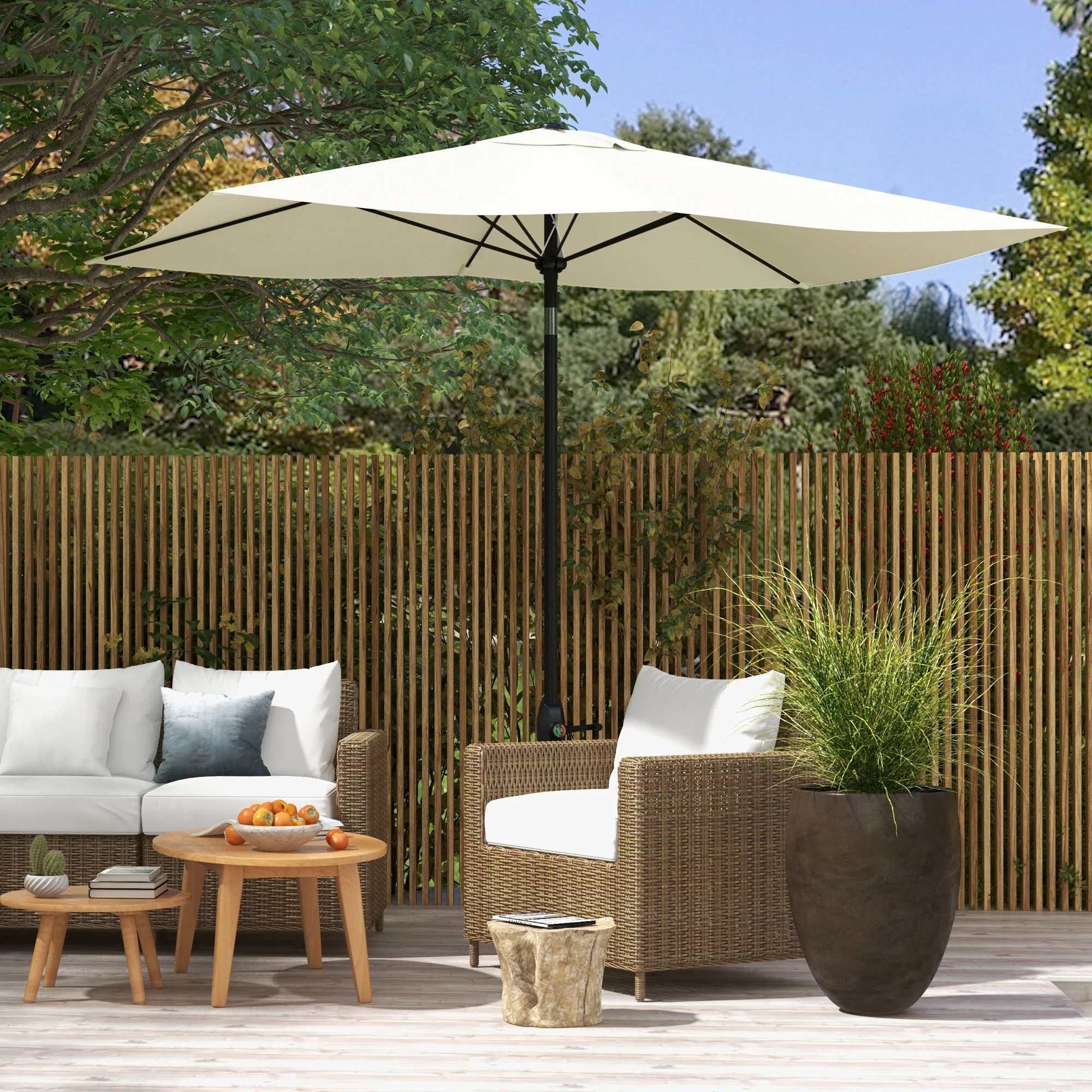 Outsunny Sombrilla De Terraza Exterior 3x2 M Con Ángulo Ajustable Beige - Image 4