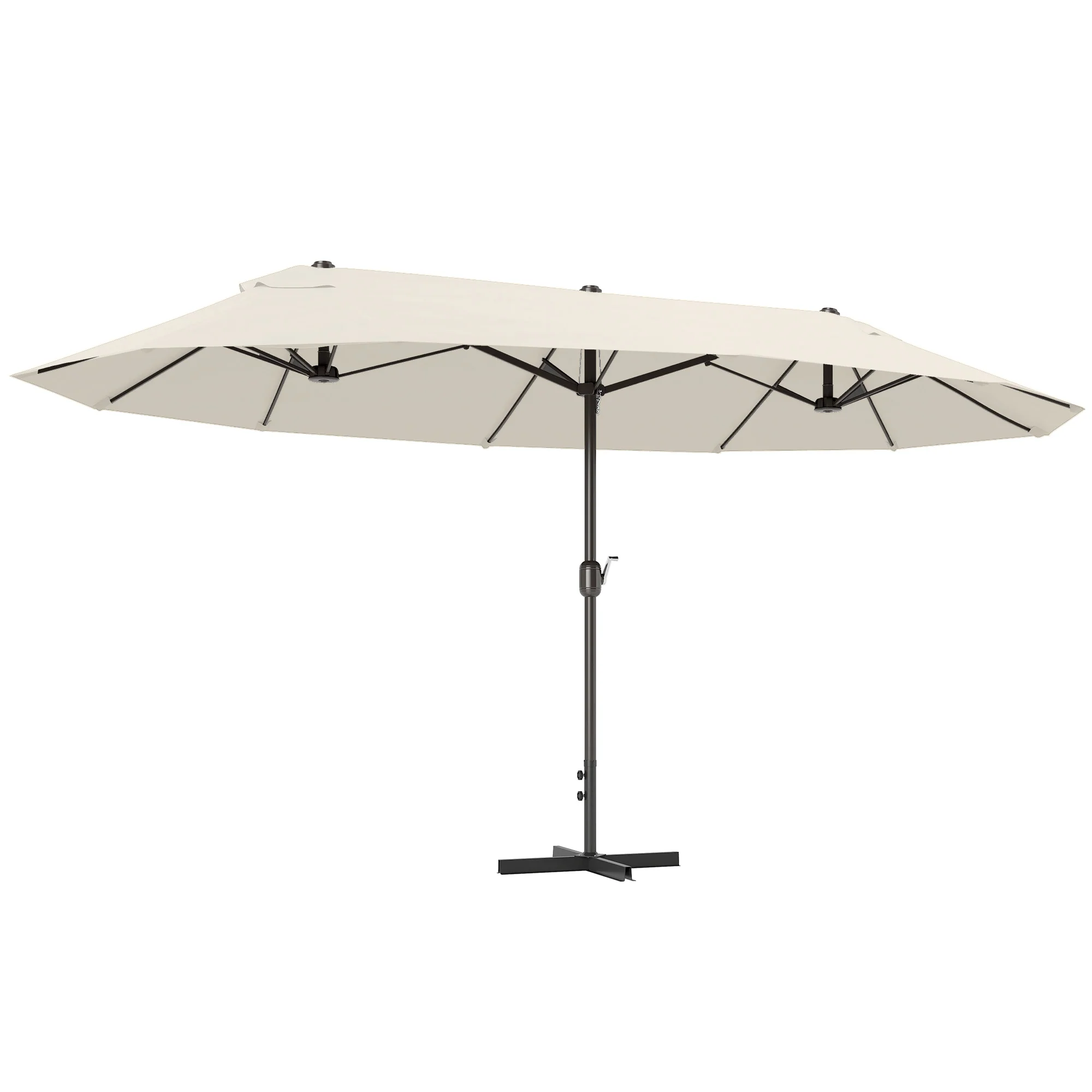 Outsunny Sombrilla Doble 4,6x2,7 M Con Manivela Resistente Al Agua Crema