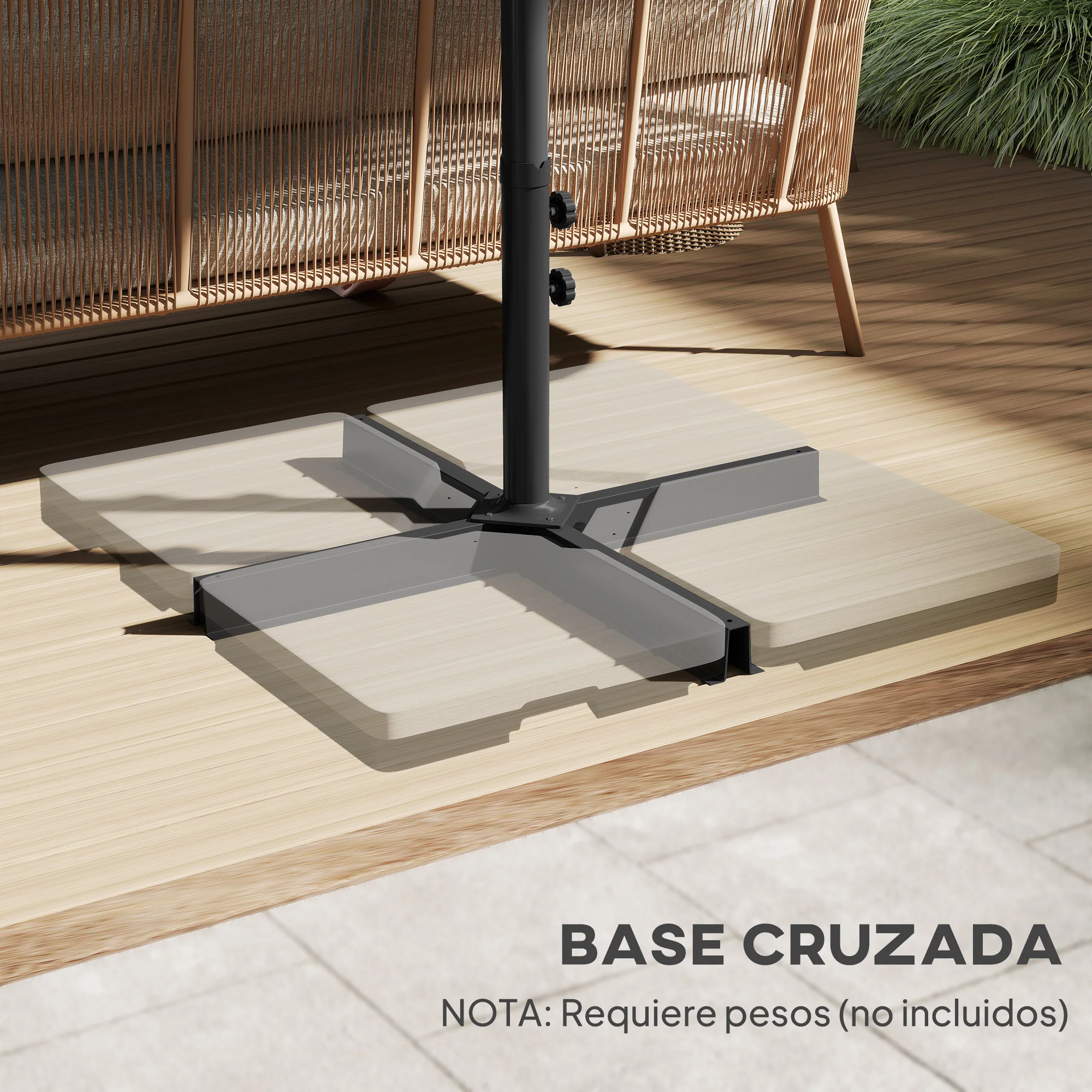 Outsunny Sombrilla Doble 4,6x2,7 M Con Manivela Resistente Al Agua Crema - Image 6
