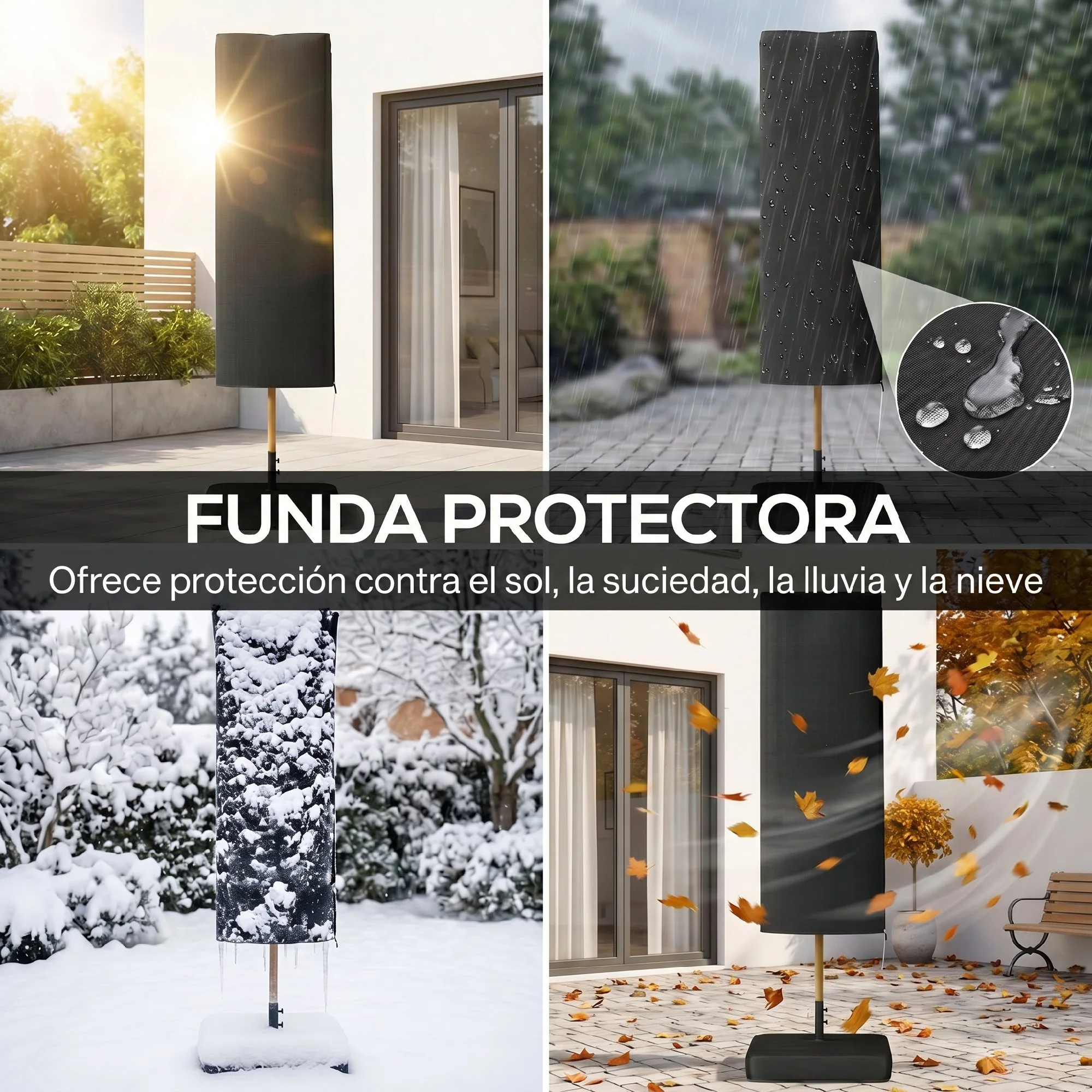 Outsunny Sombrilla Doble 4,7x2,8 M Con Base Incluida Manivela Sacos De Arena - Image 4