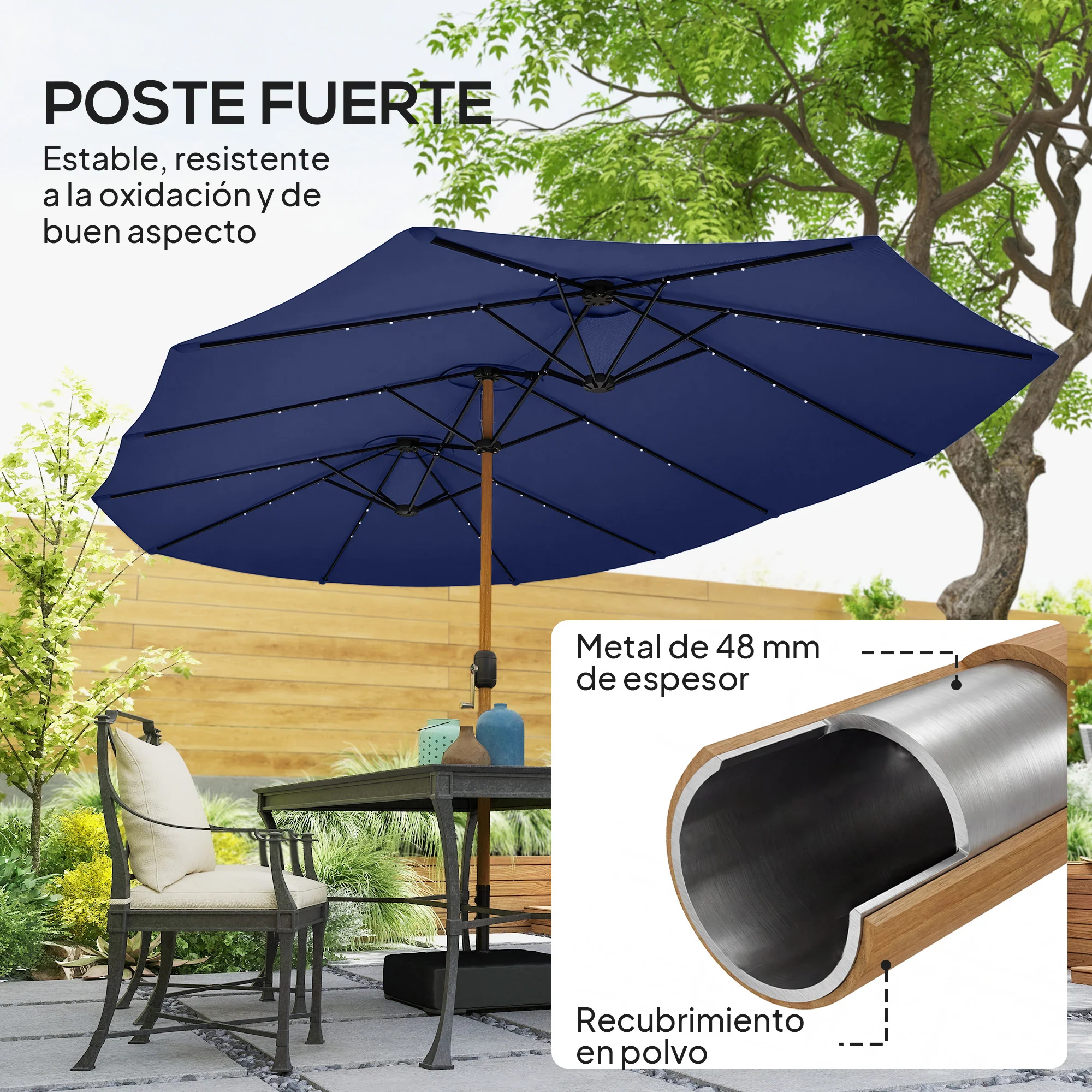 Outsunny Sombrilla Doble 4,7x2,8 M Con Base Incluida Manivela Sacos De Arena - Image 6