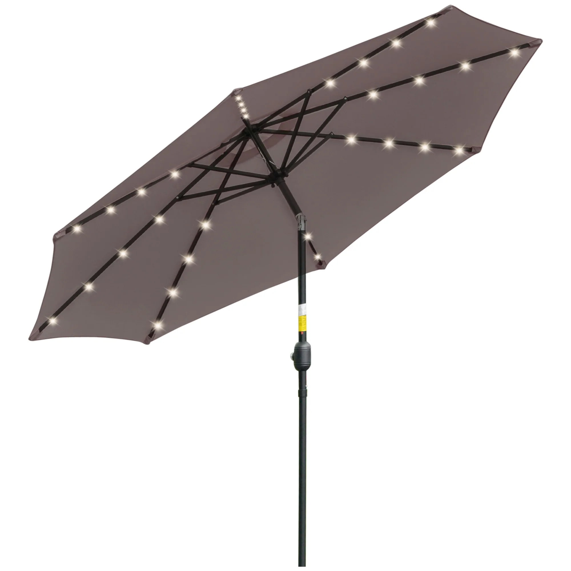 Outsunny Sombrilla Jardín Con 32 Luces Led Solares Inclinable Ø265x233 Cm Gris