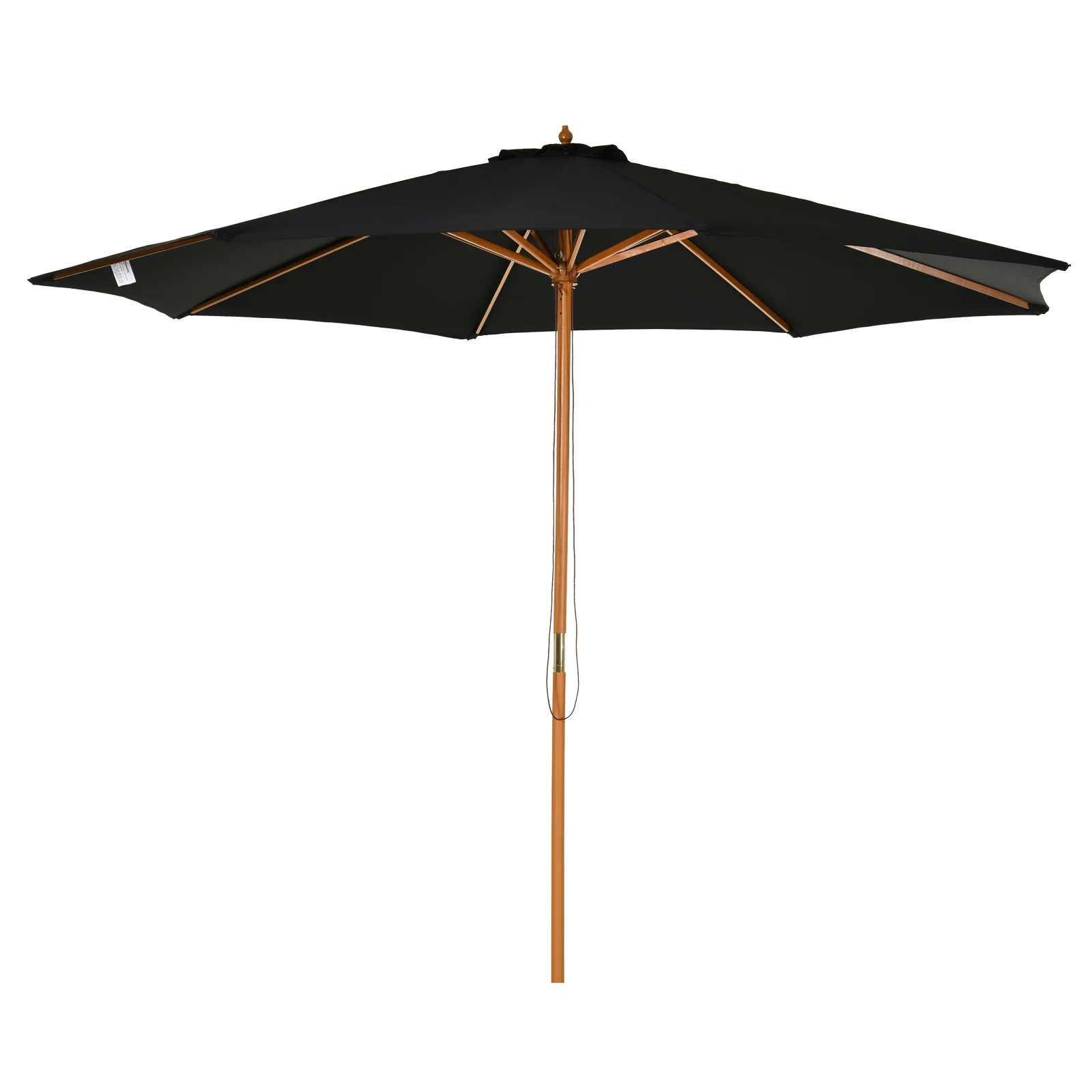 Outsunny Sombrilla Jardín Ø300x250 Cm Con Techo Ventilado Y Poste Madera Negro