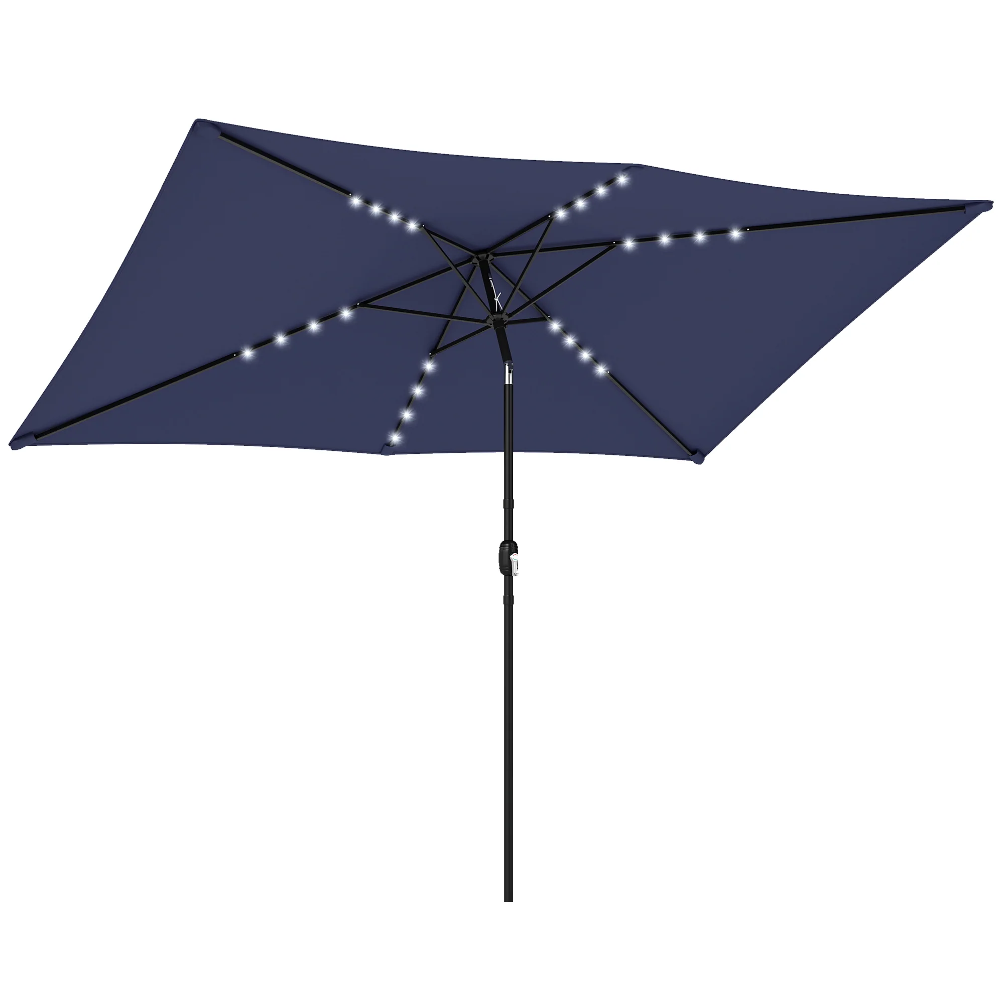 Outsunny Sombrilla Terraza Exterior Con 24 Luces Led Solares 2,9x2,5 M Azul