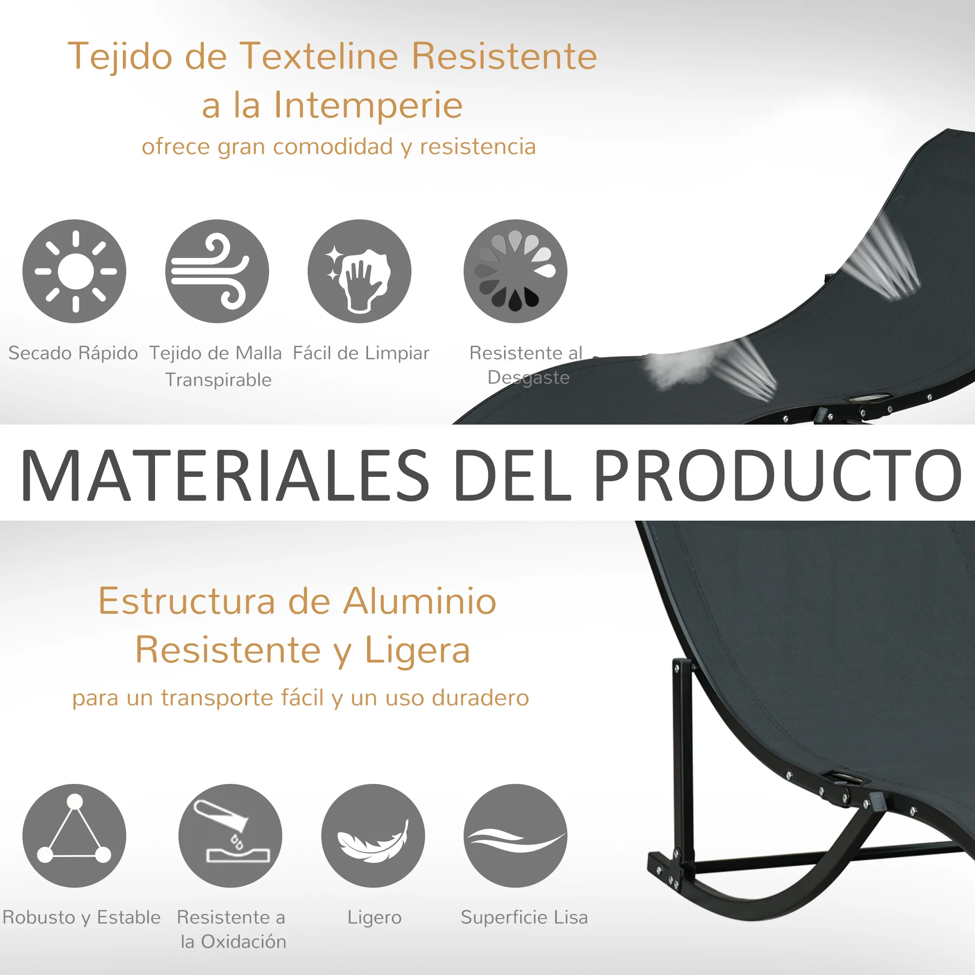 Outsunny Sombrilla Y 2 Tumbonas 4,55x2,65x2,38 M 165x61x63 Cm Beige Y Negro - Image 6