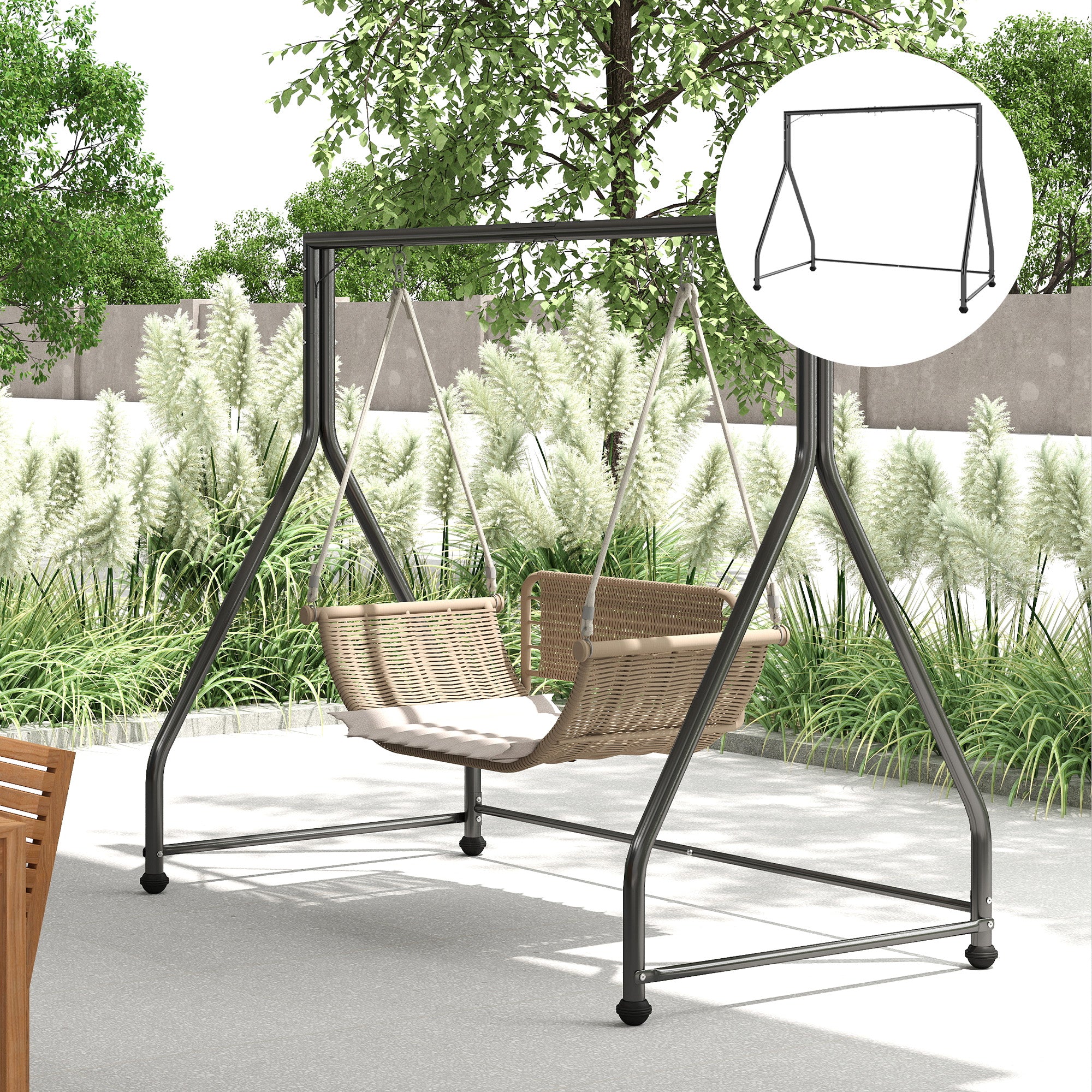 Outsunny Soporte Para Columpio De Acero Carga 360 Kg 210x117x175 Cm Negro - Image 2