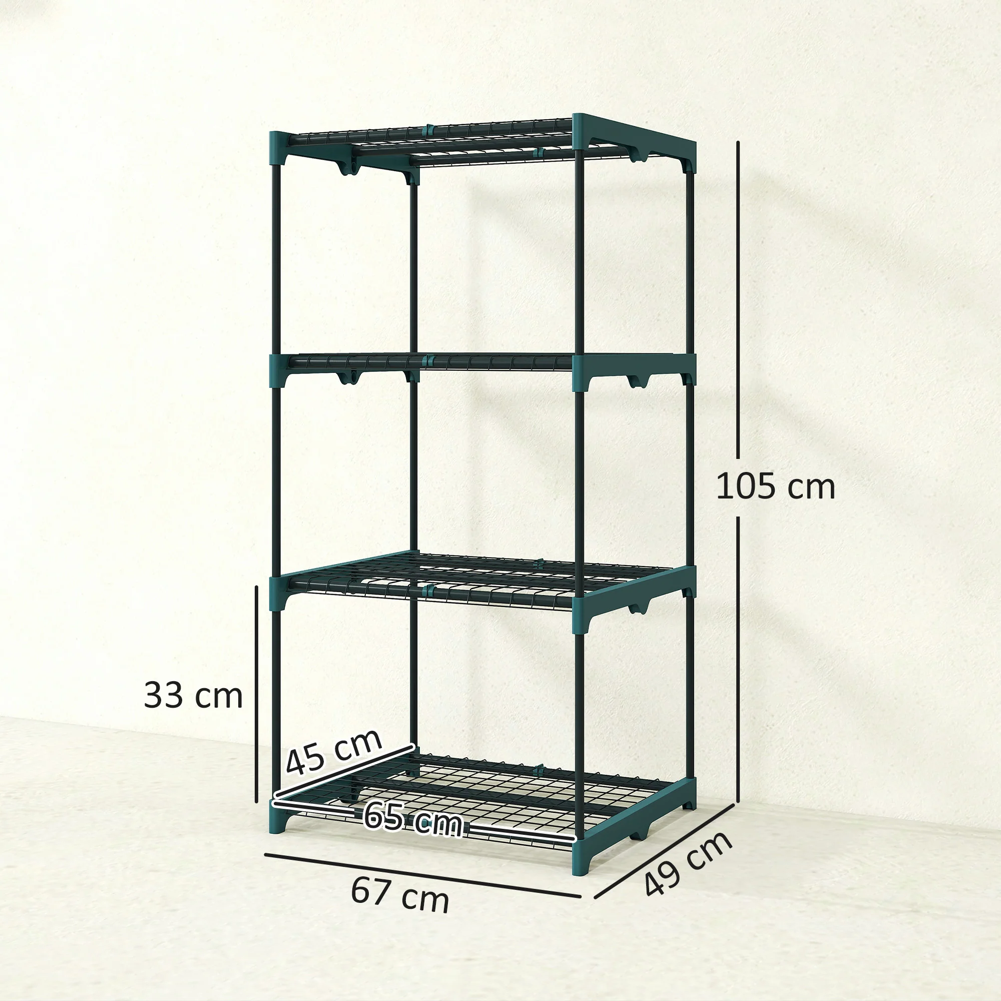 Outsunny Soporte Para Plantas De 4 Niveles De Acero 67x49x105 Cm Verde Oscuro - Image 3