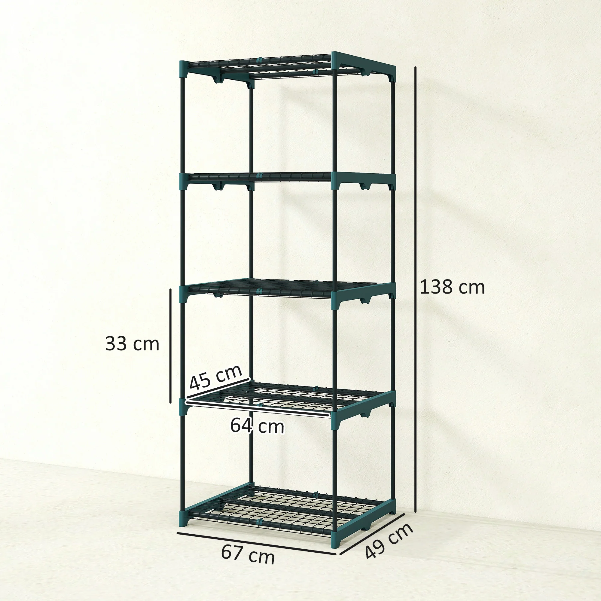 Outsunny Soporte Para Plantas De 5 Niveles De Acero 67x49x138 Cm Verde Oscuro - Image 3