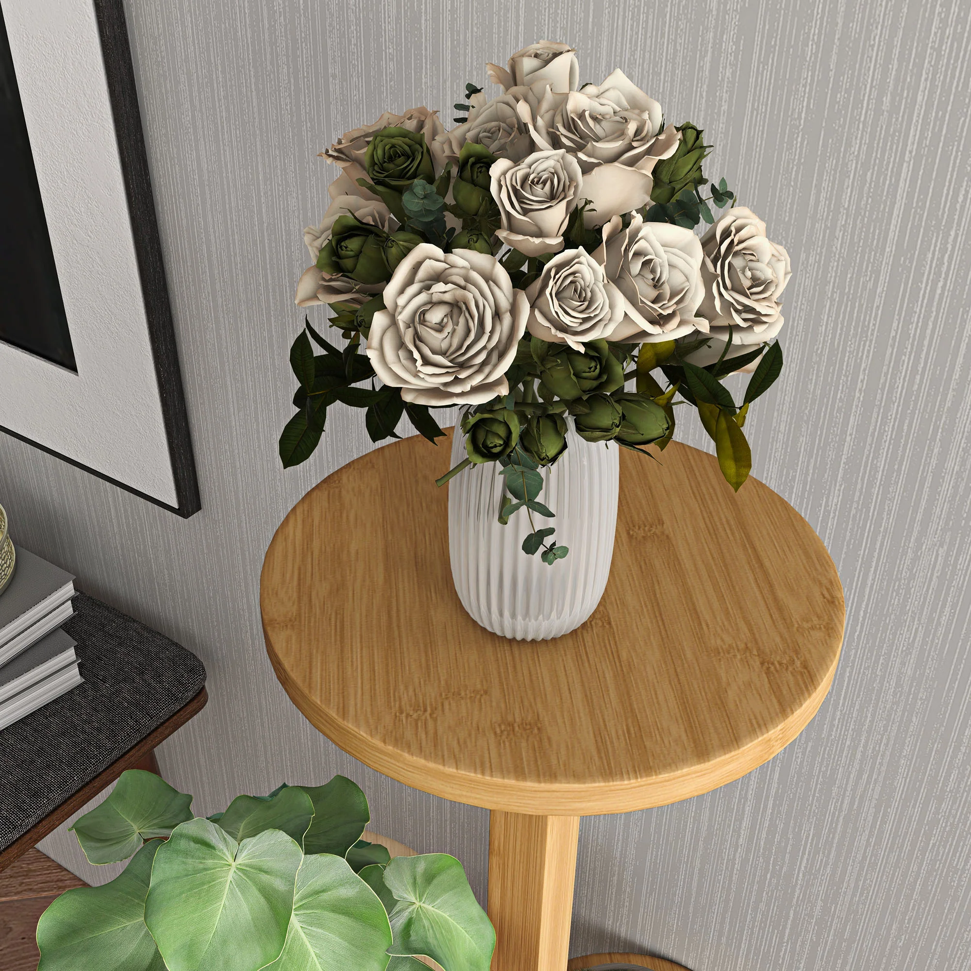 Outsunny Soporte Para Plantas De Bambú Con Ruedas 5 Niveles 33x33x90 Cm Natural - Image 5