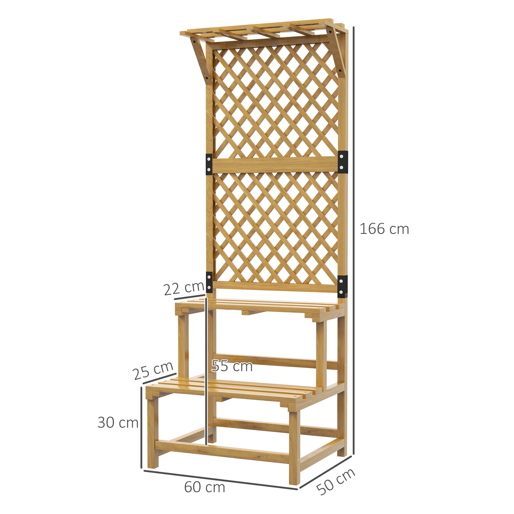 Outsunny Soporte Para Plantas De Madera De 2 Niveles Con Enrejado Natural - Image 3