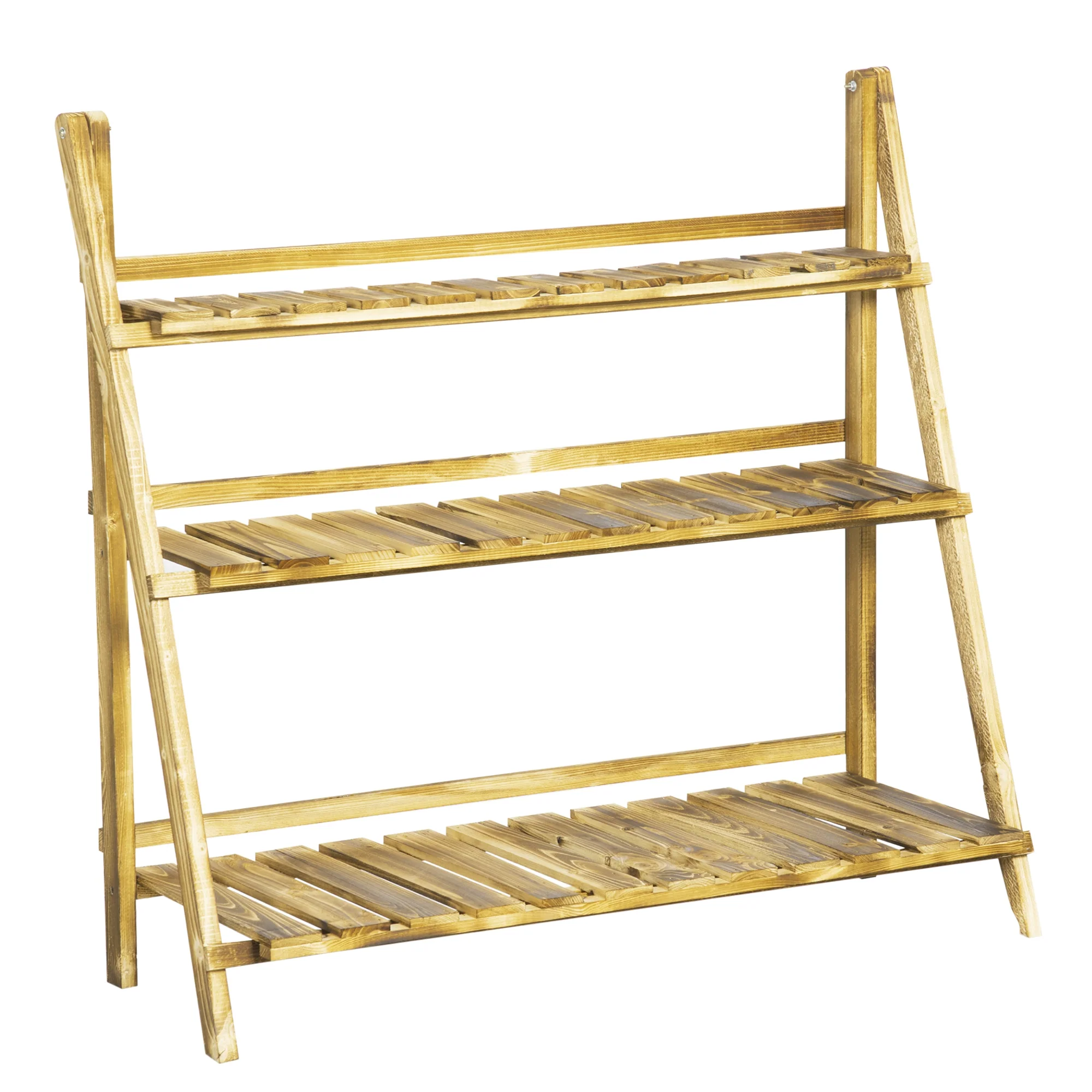 Outsunny Soporte Para Plantas De Madera De 3 Niveles 100x37x93 Cm Carbonizado
