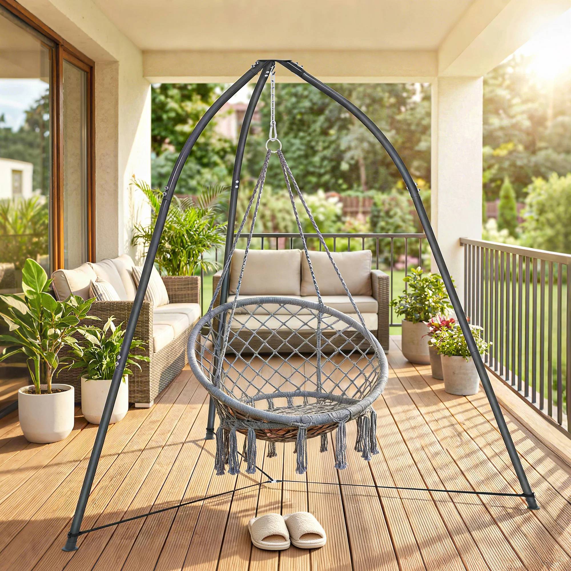 Outsunny Soporte Para Silla Colgante De Metal Con Cadena Ajustable Base Estable - Image 2