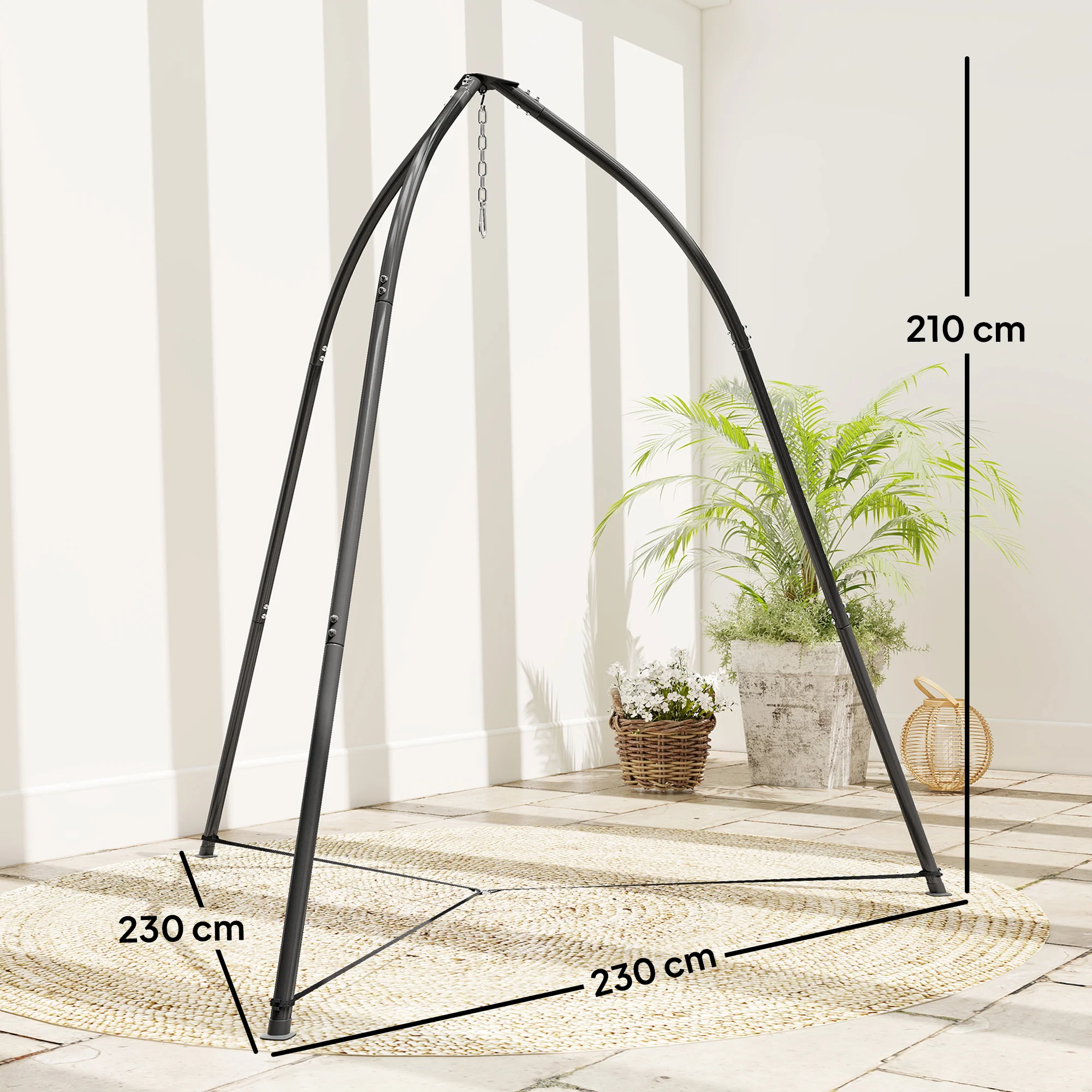 Outsunny Soporte Para Silla Colgante De Metal Con Cadena Ajustable Base Estable - Image 3