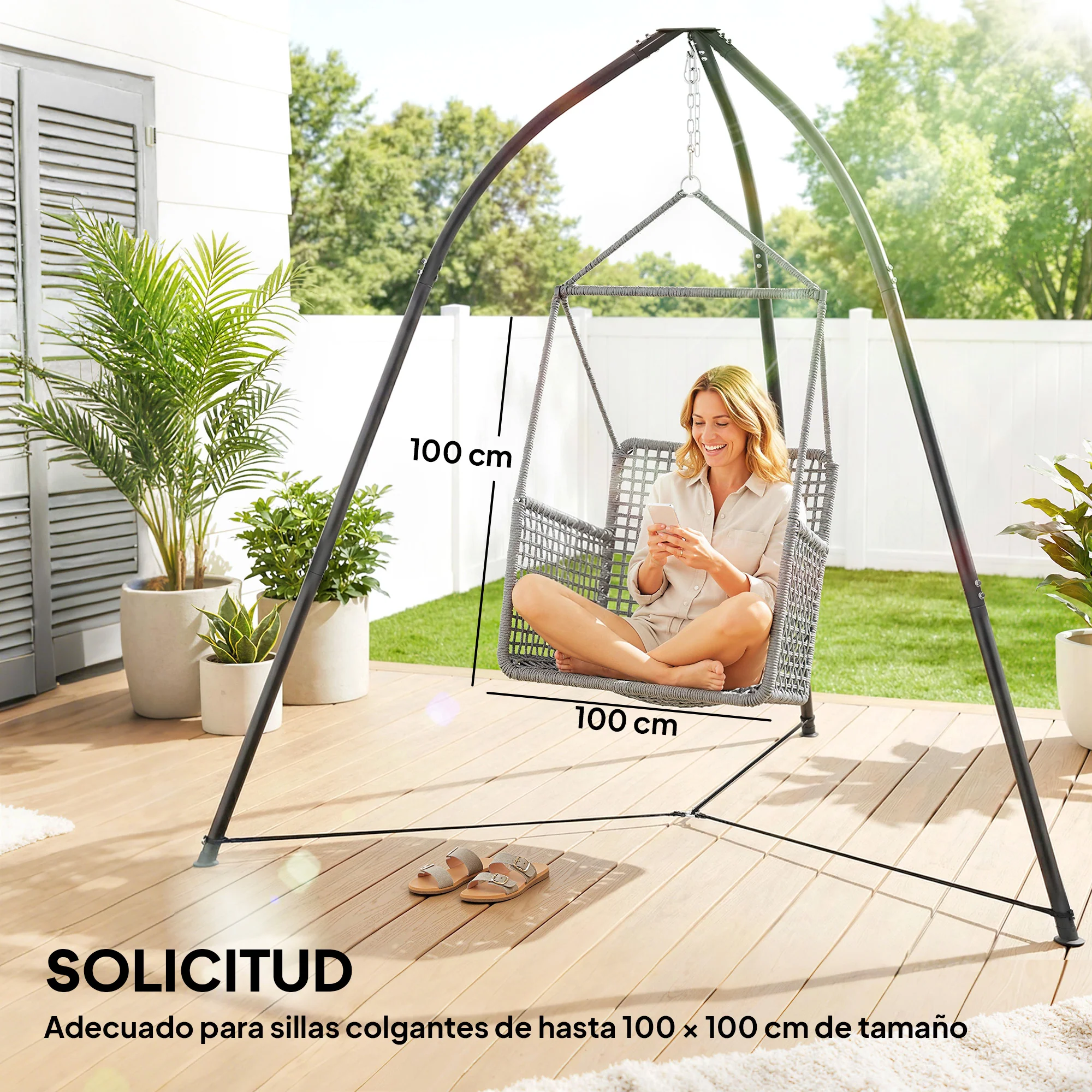 Outsunny Soporte Para Silla Colgante De Metal Con Cadena Ajustable Base Estable - Image 6