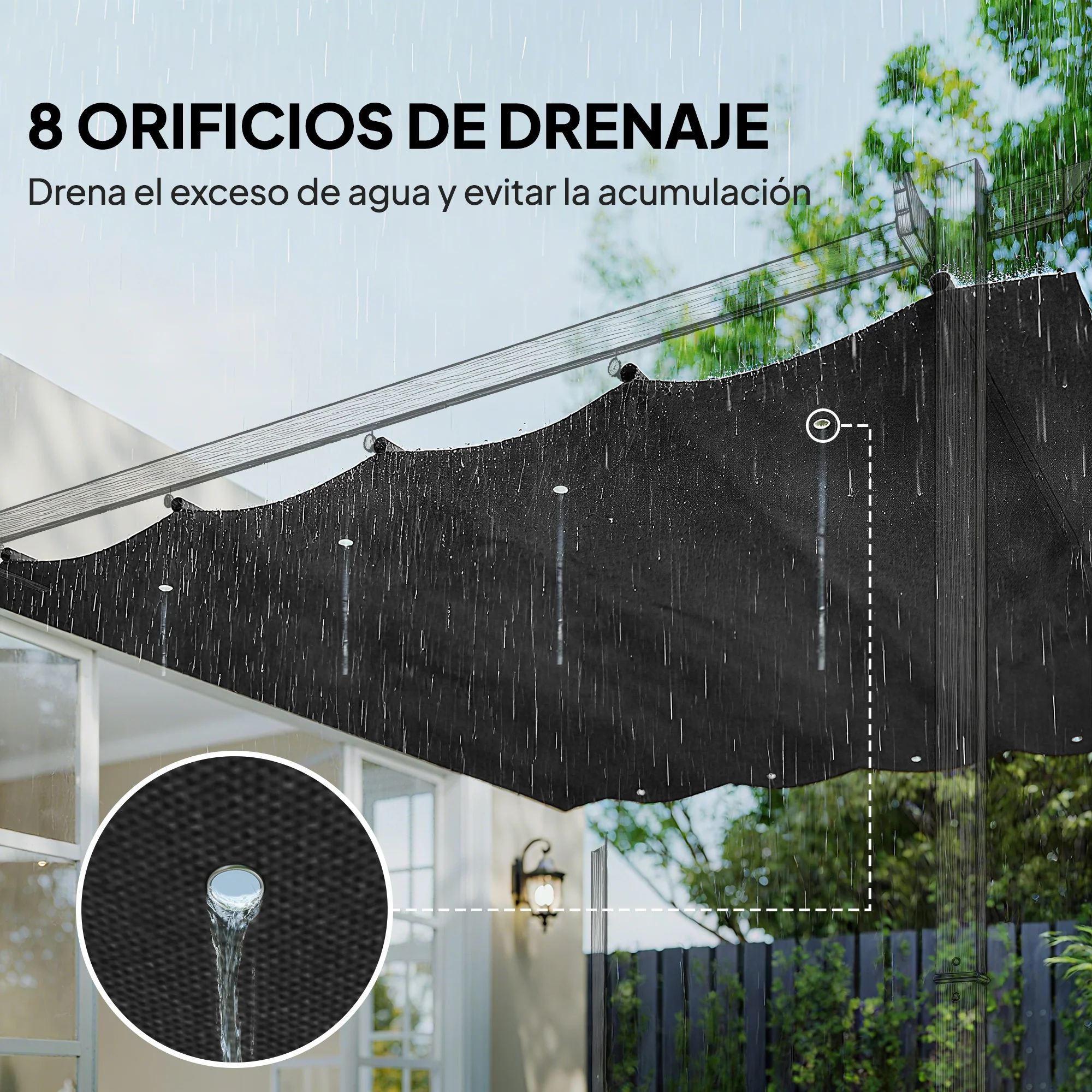 Outsunny Techo De Pérgola Retráctil 3x2,5 M Para Marco De Pérgola De 2,85x2 M - Image 6