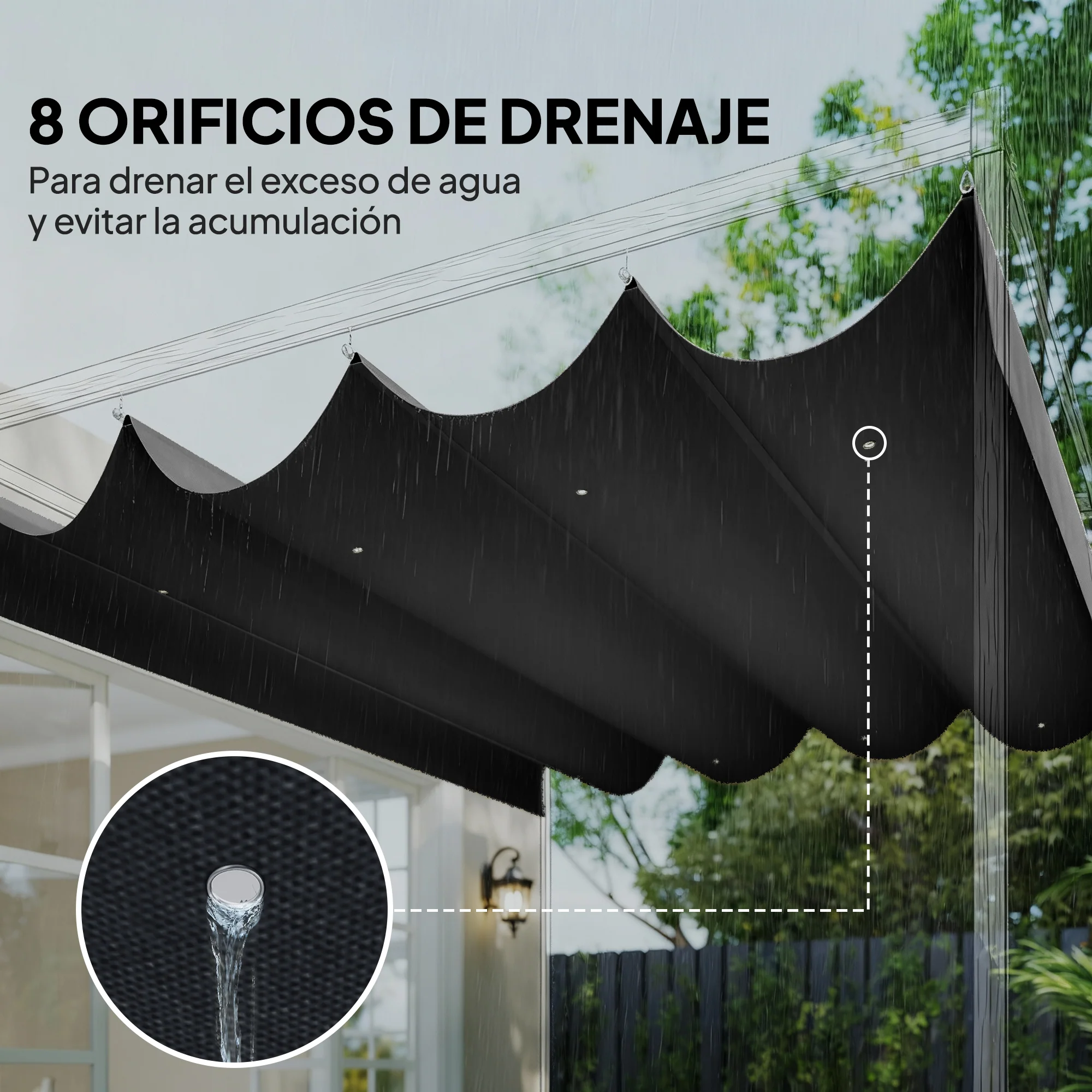 Outsunny Techo De Pérgola Retráctil 4x3,5 M Para Marco De Pérgola De 4x3 M - Image 6