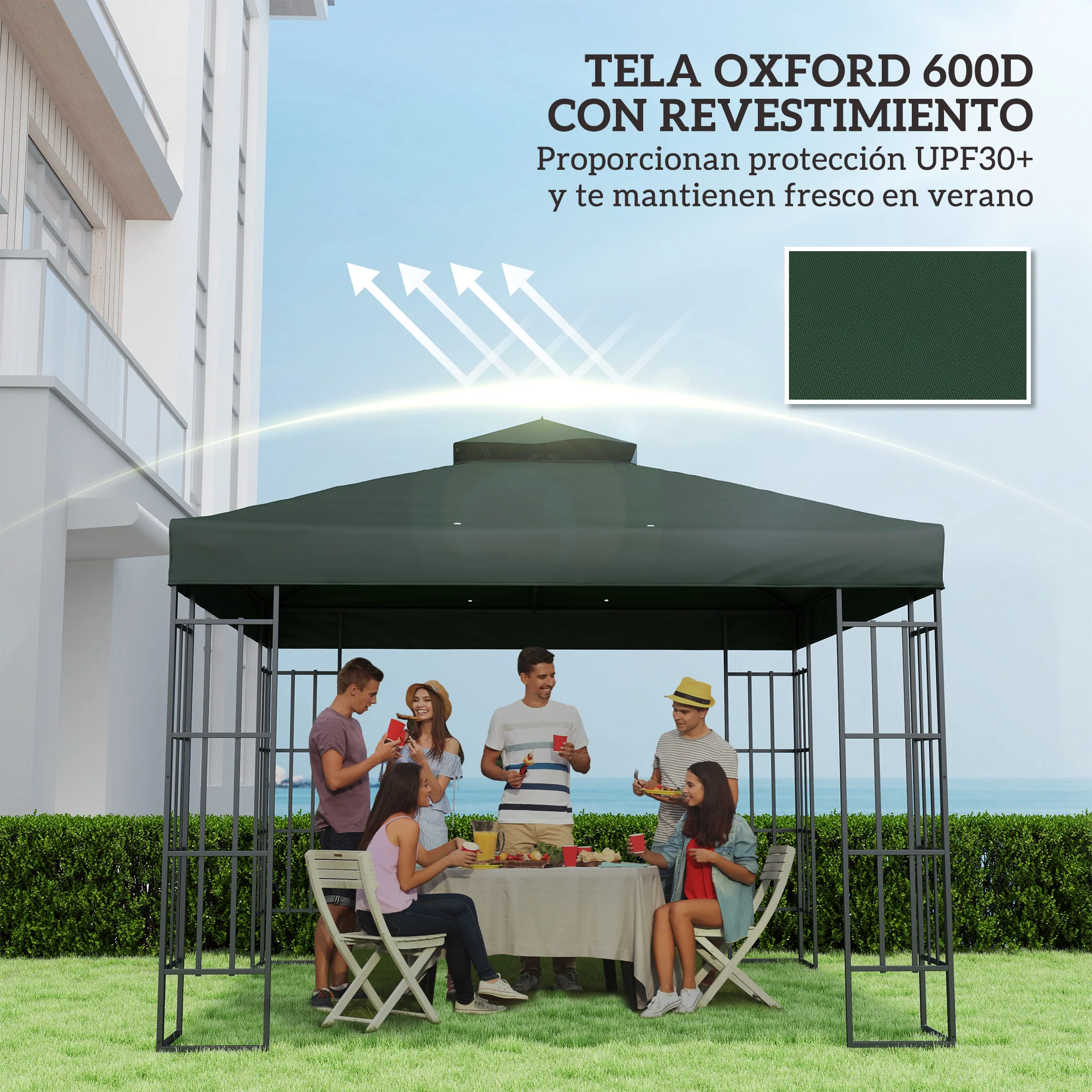 Outsunny Techo De Repuesto Para Cenador 3x3 M Con Techo Doble Protección Uv 30+ - Image 6
