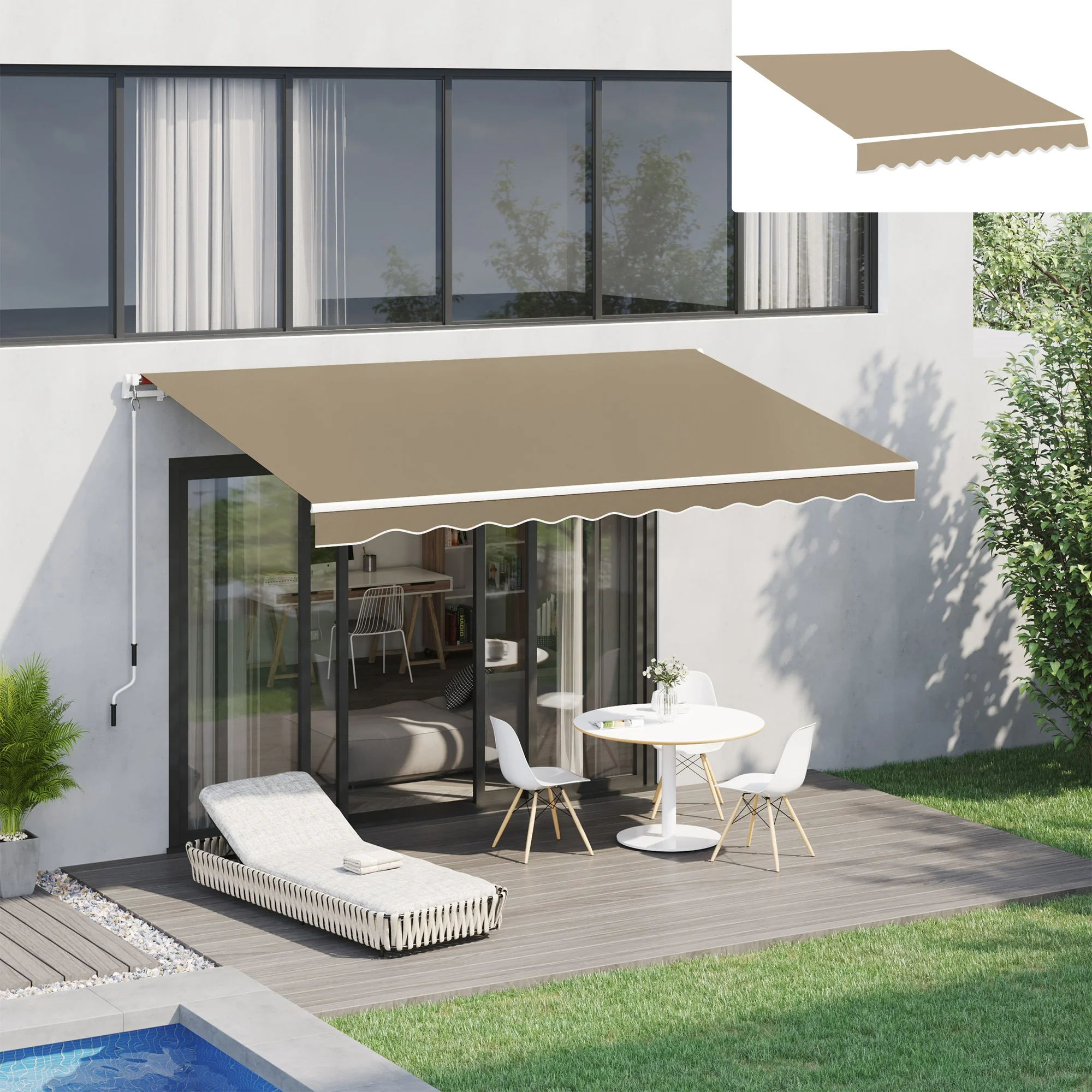 Outsunny Techo De Repuesto Para Toldo 382x240 Cm Protección Uv Beige - Image 2