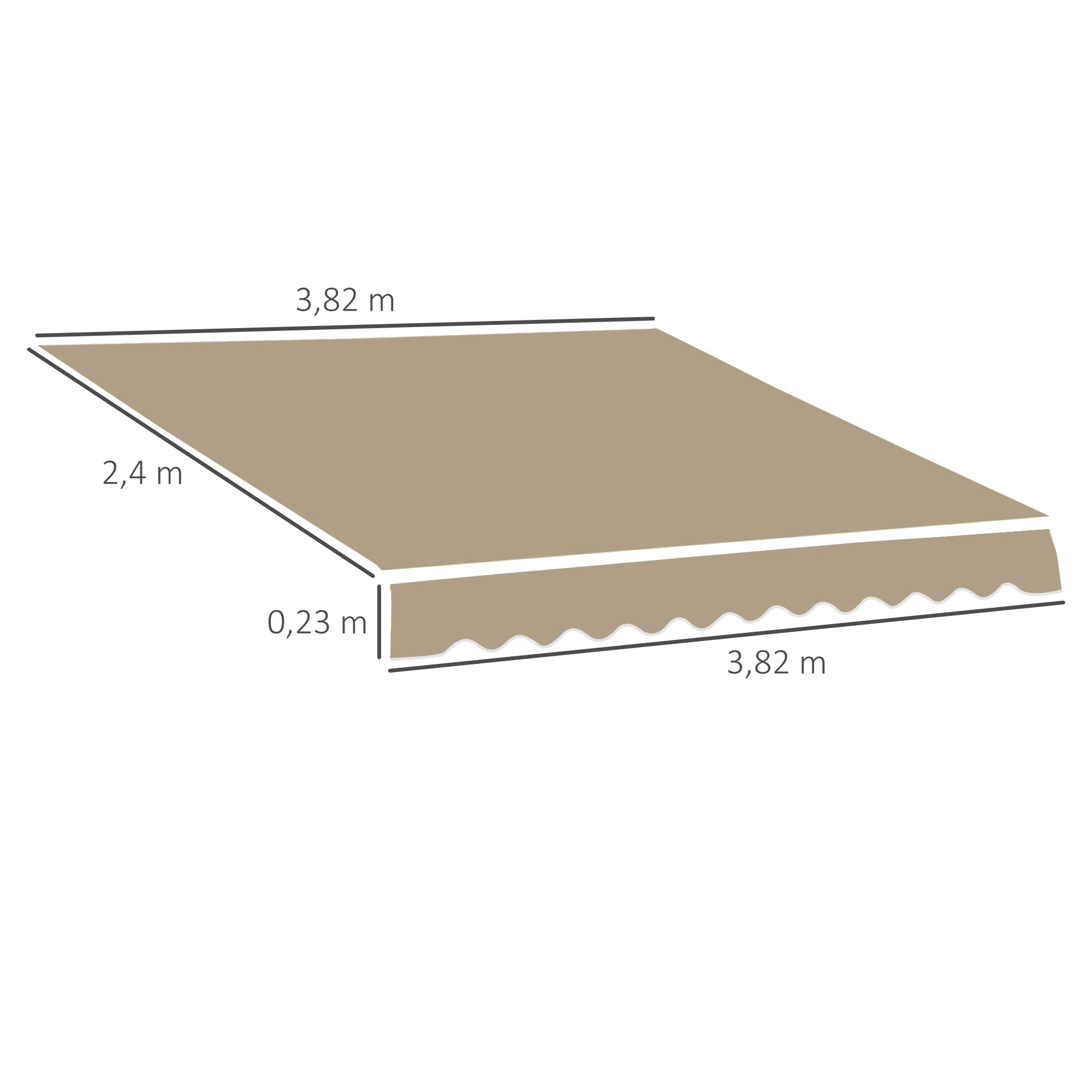 Outsunny Techo De Repuesto Para Toldo 382x240 Cm Protección Uv Beige - Image 3