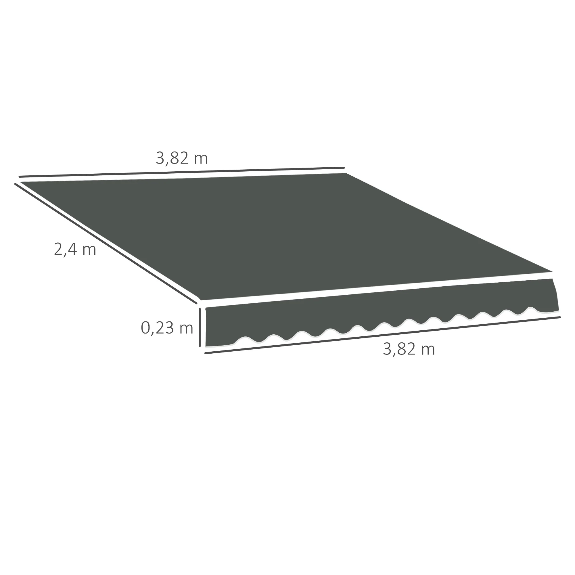 Outsunny Techo De Repuesto Para Toldo 382x240 Cm Protección Uv Gris - Image 3