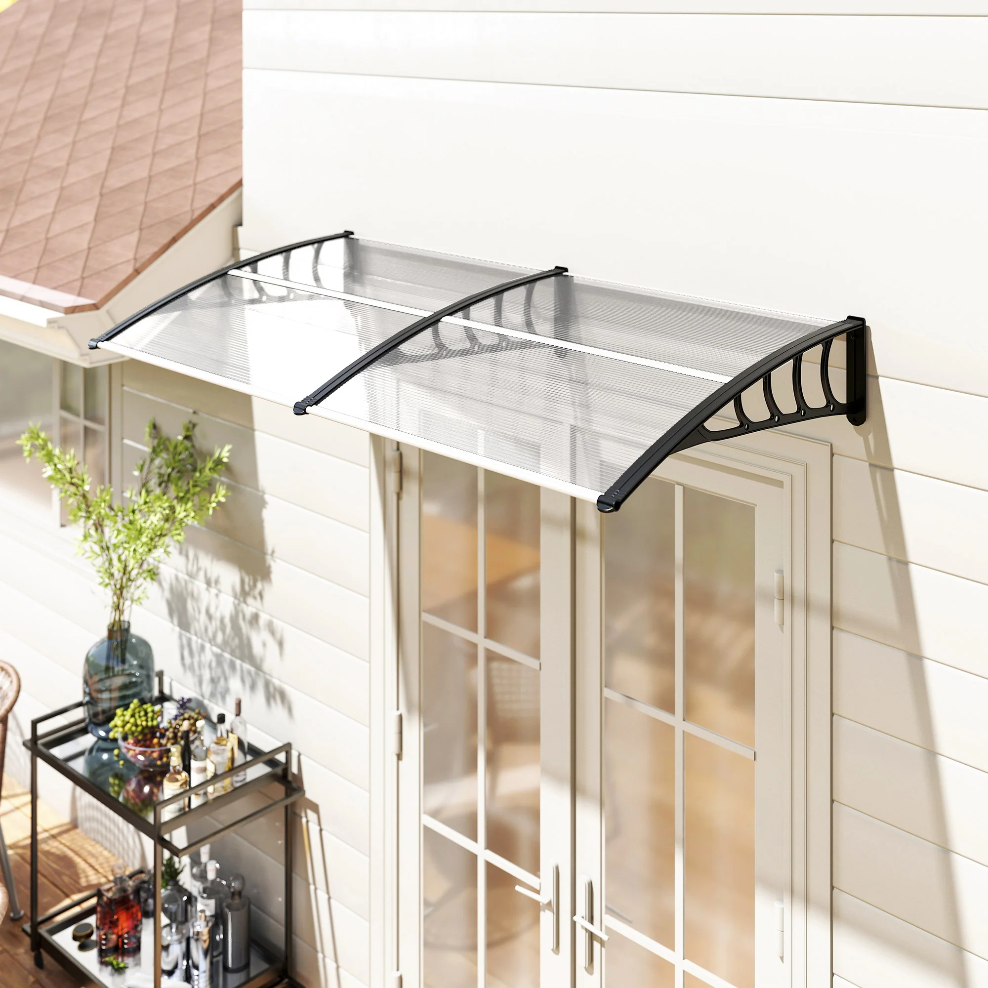 Outsunny Tejadillo De Protección 200x96 Cm Para Puertas Y Ventanas Transparente - Image 2