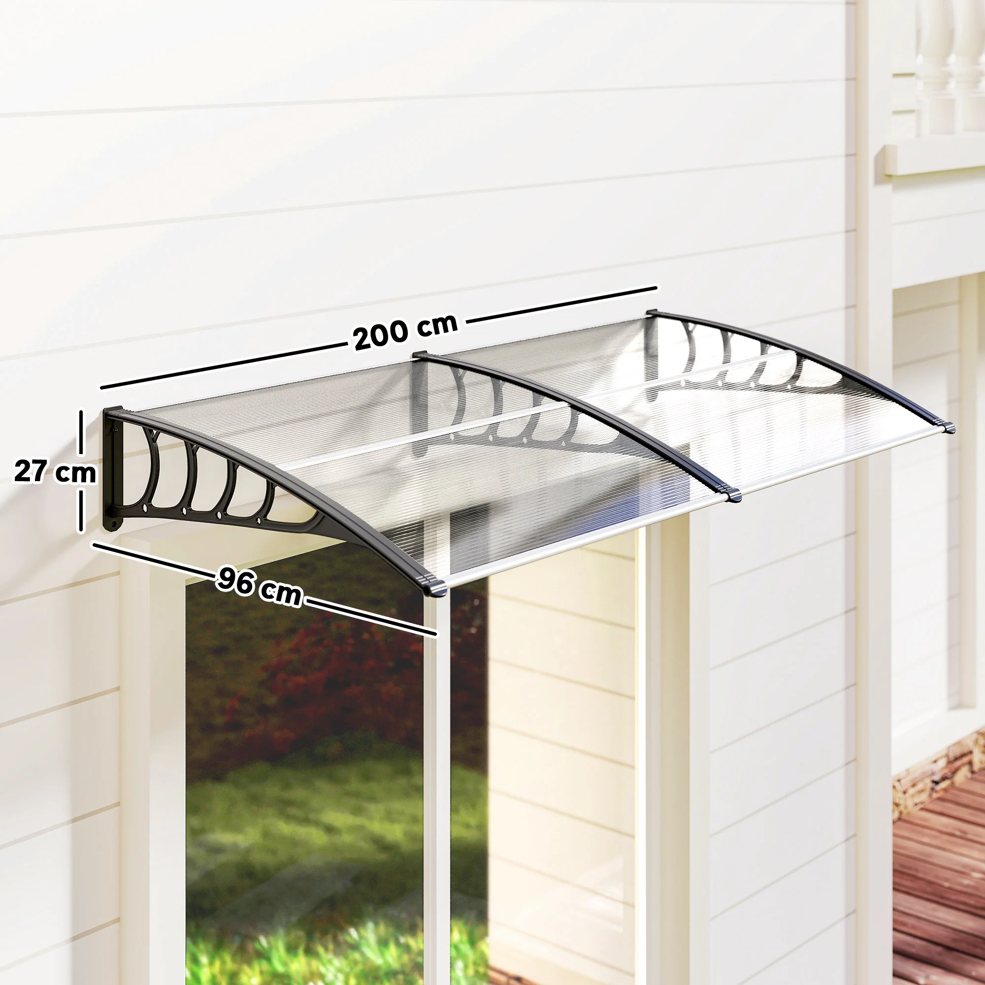 Outsunny Tejadillo De Protección 200x96 Cm Para Puertas Y Ventanas Transparente - Image 3