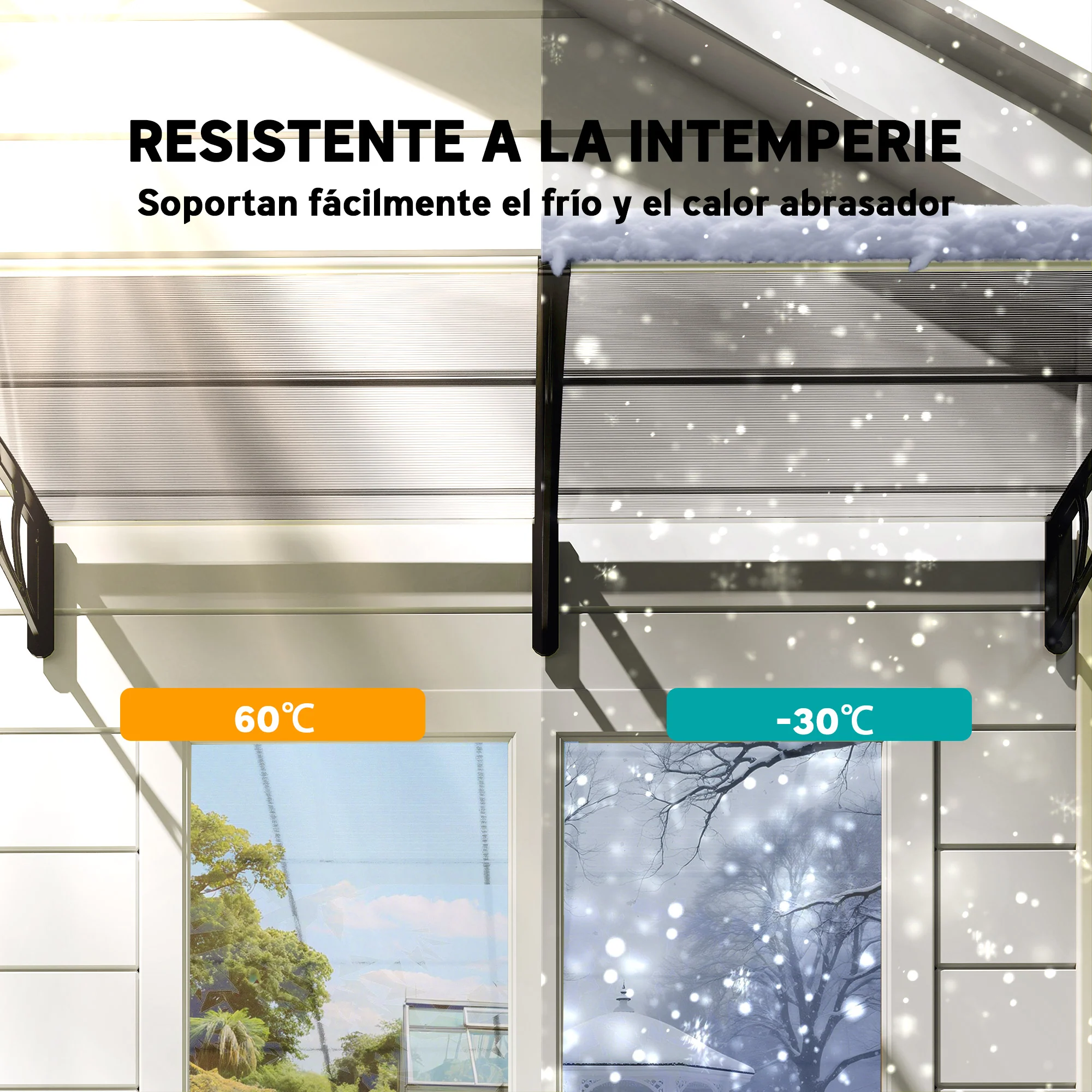 Outsunny Tejadillo De Protección 200x96 Cm Para Puertas Y Ventanas Transparente - Image 6